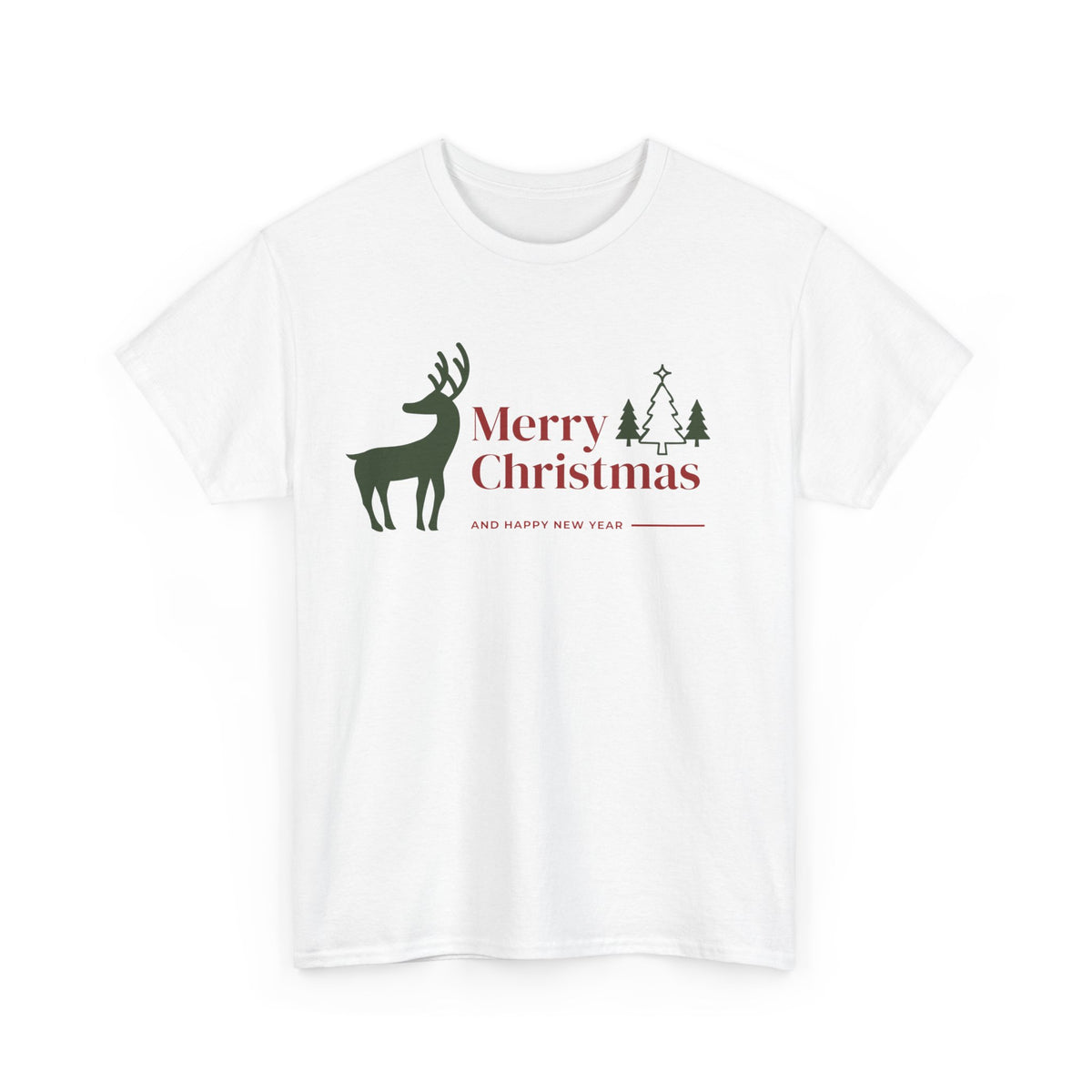 Merry Christmas Deer - Unisex Heavy Cotton Tee
