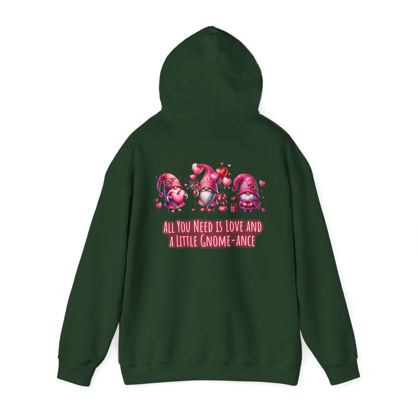All you need is a little gnome-ance (printed on back) - Gnomes - Unisex Heavy Blend™ Hooded Sweatshirt