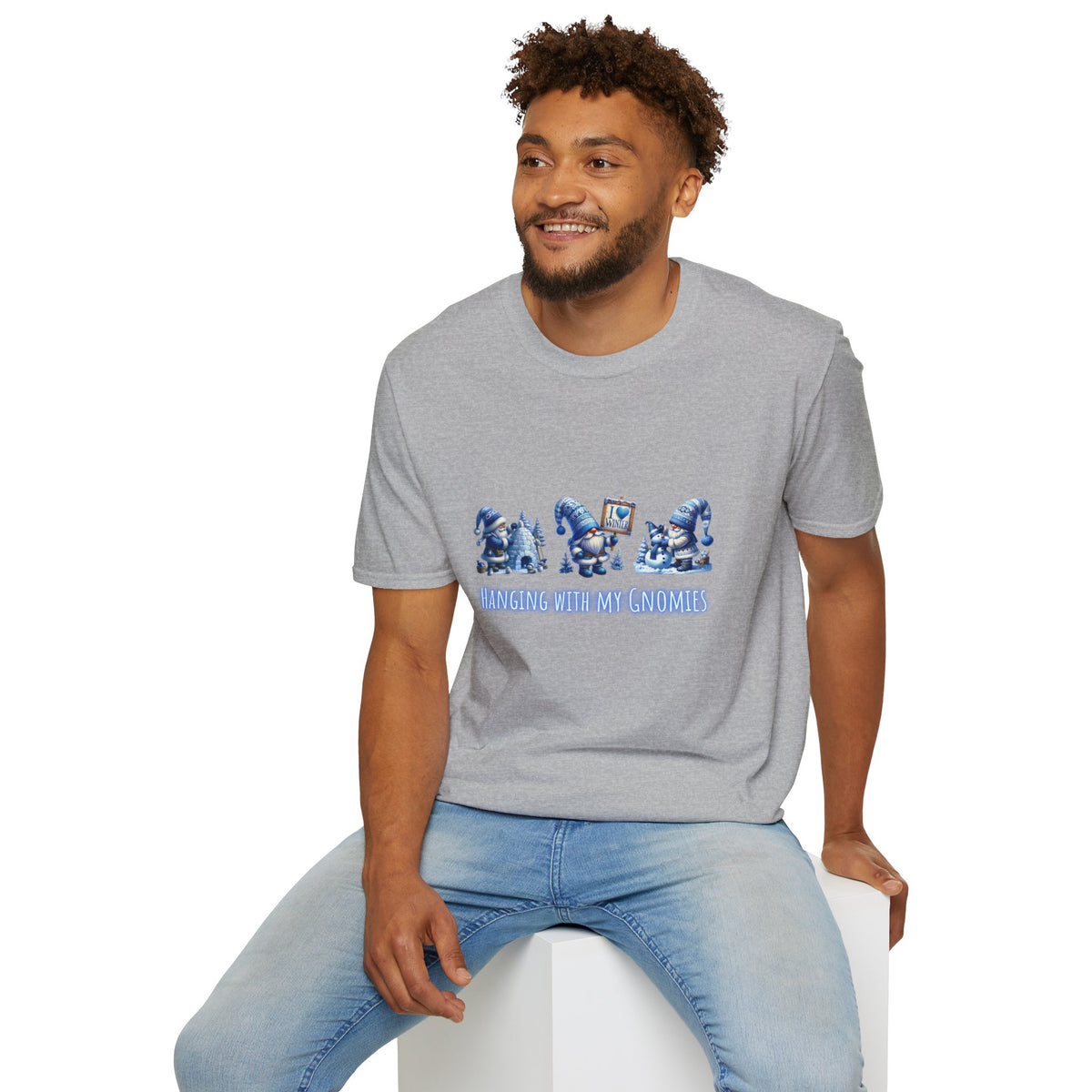 Hanging with my Gnomies - Christmas- Unisex Softstyle T-Shirt