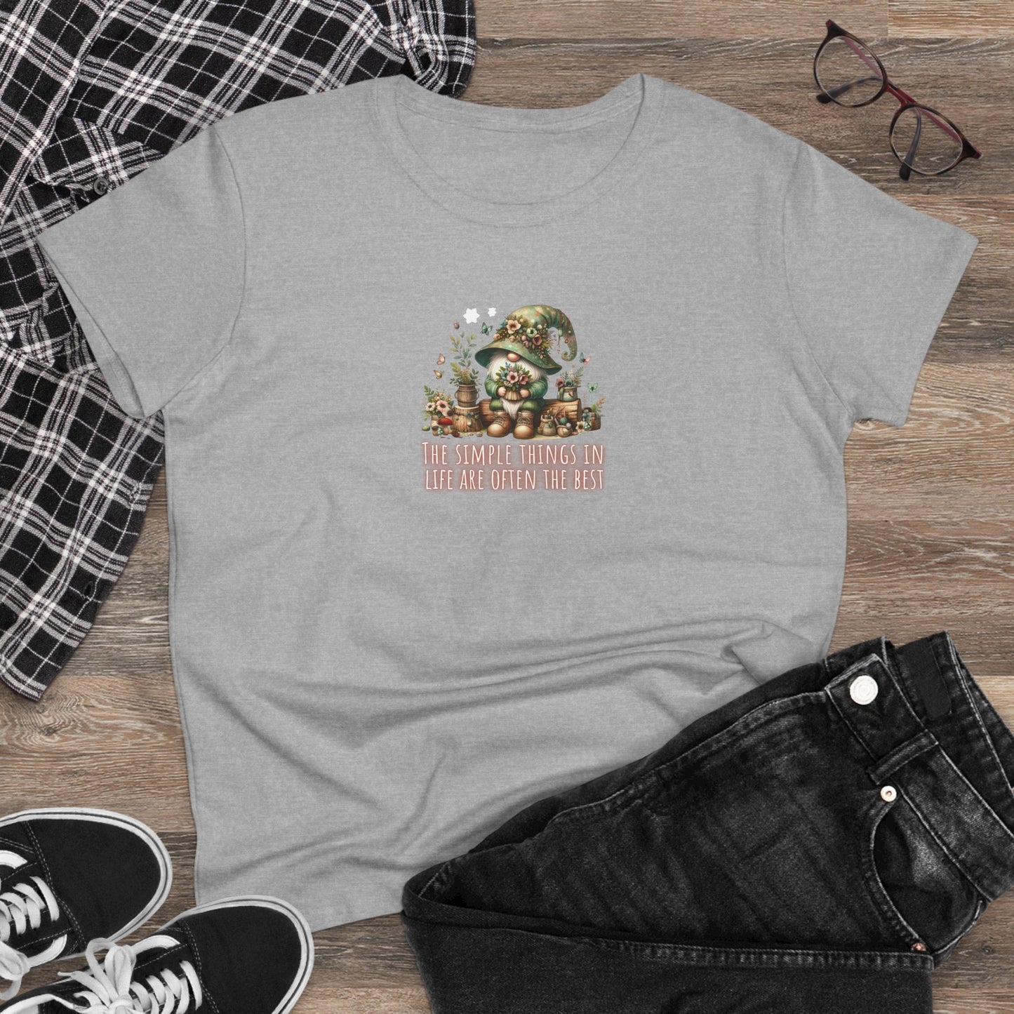 Simple things in life are often the best - Gnomes - Women's Midweight Cotton Tee