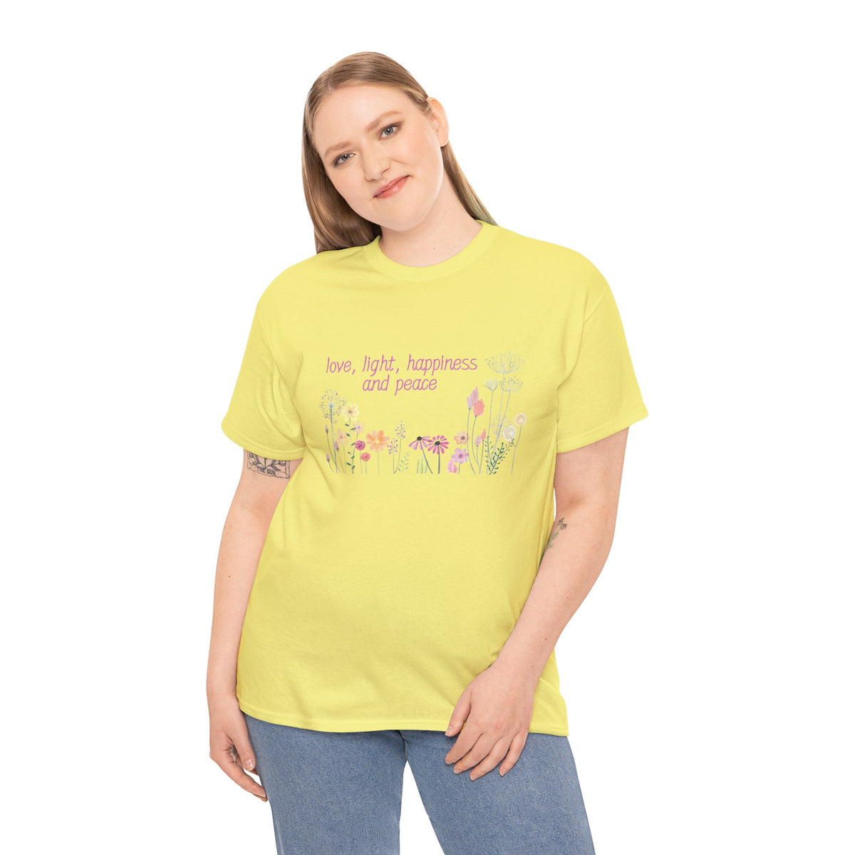 Love, Light, Happiness and Peace - Unisex Heavy Cotton Tee