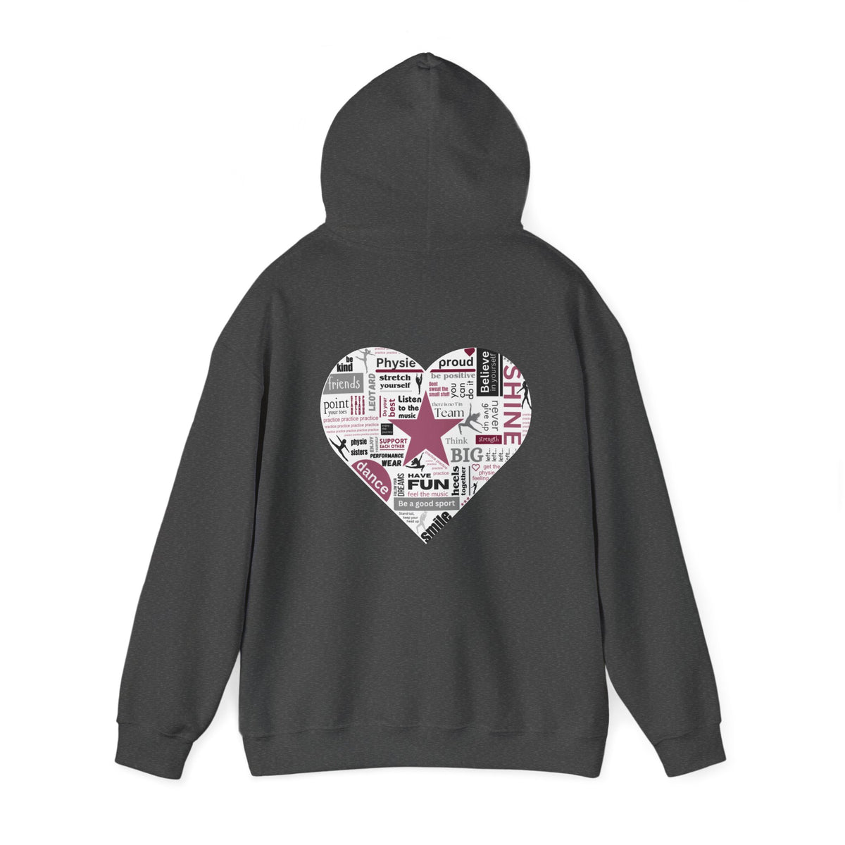 Physie heart (printed on back) - Dance/Gym - Unisex Heavy Blend™ Hooded Sweatshirt