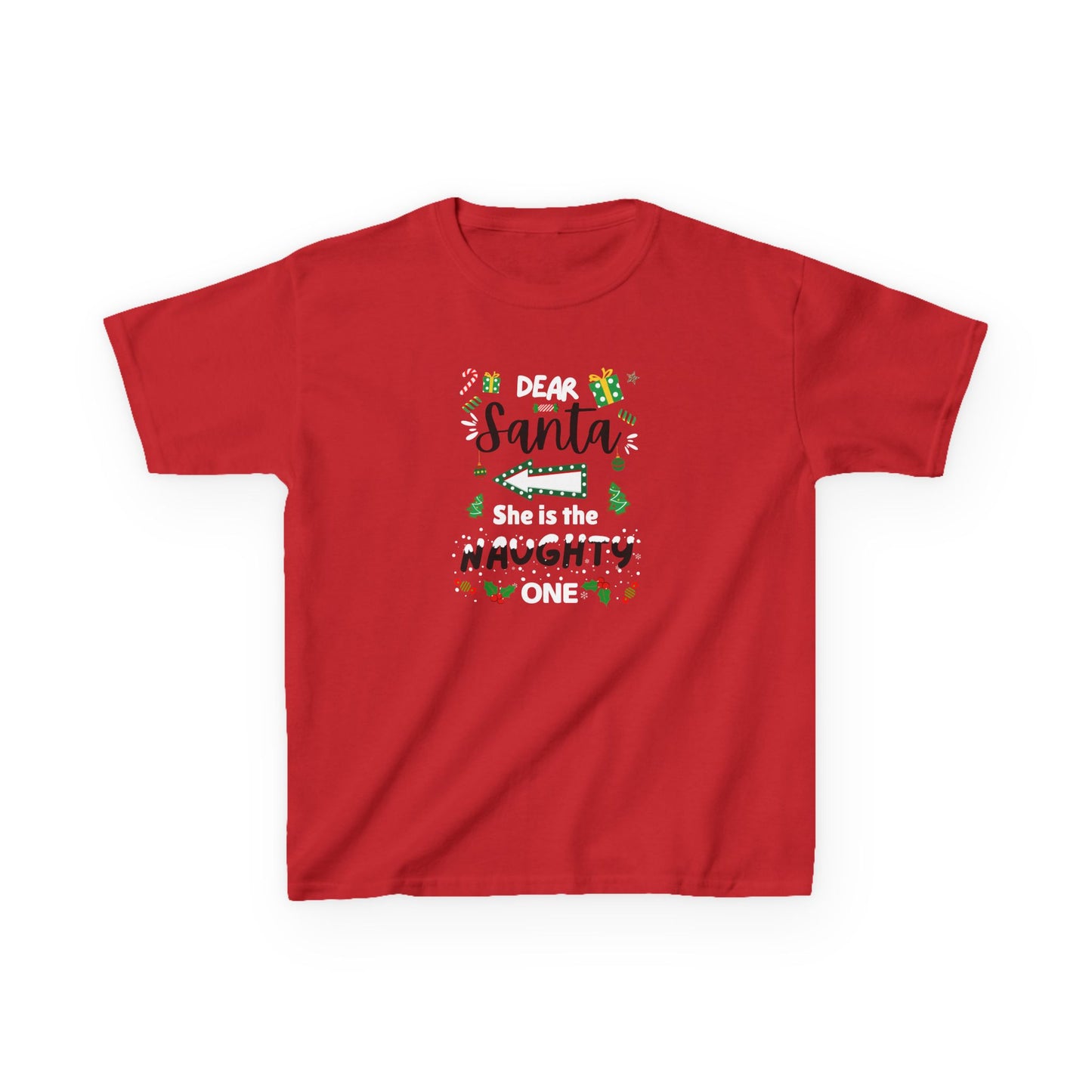 Dear Santa, She is the Naughty One - Youth/Kids Heavy Cotton Tee