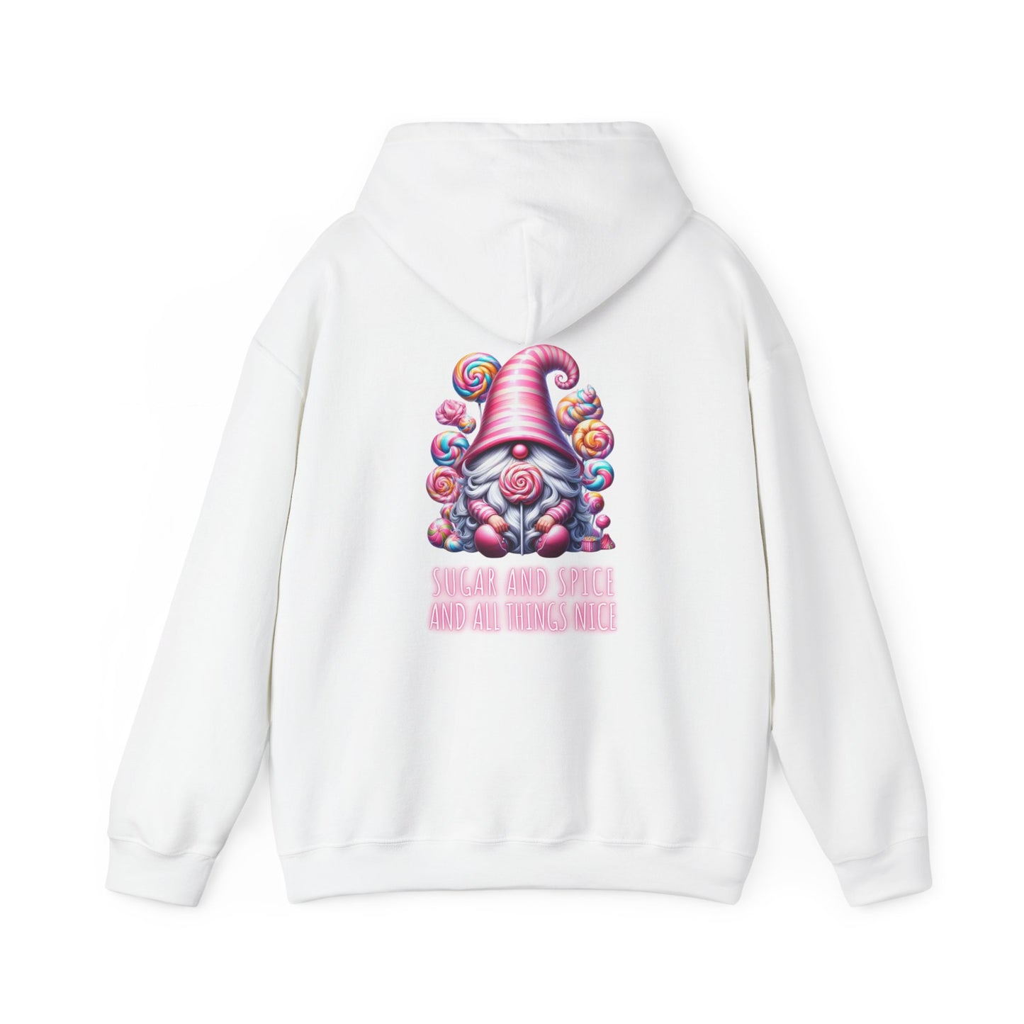 Sugar and Spice and all things nice (printed on back) - Gnome - Unisex Heavy Blend™ Hooded Sweatshirt
