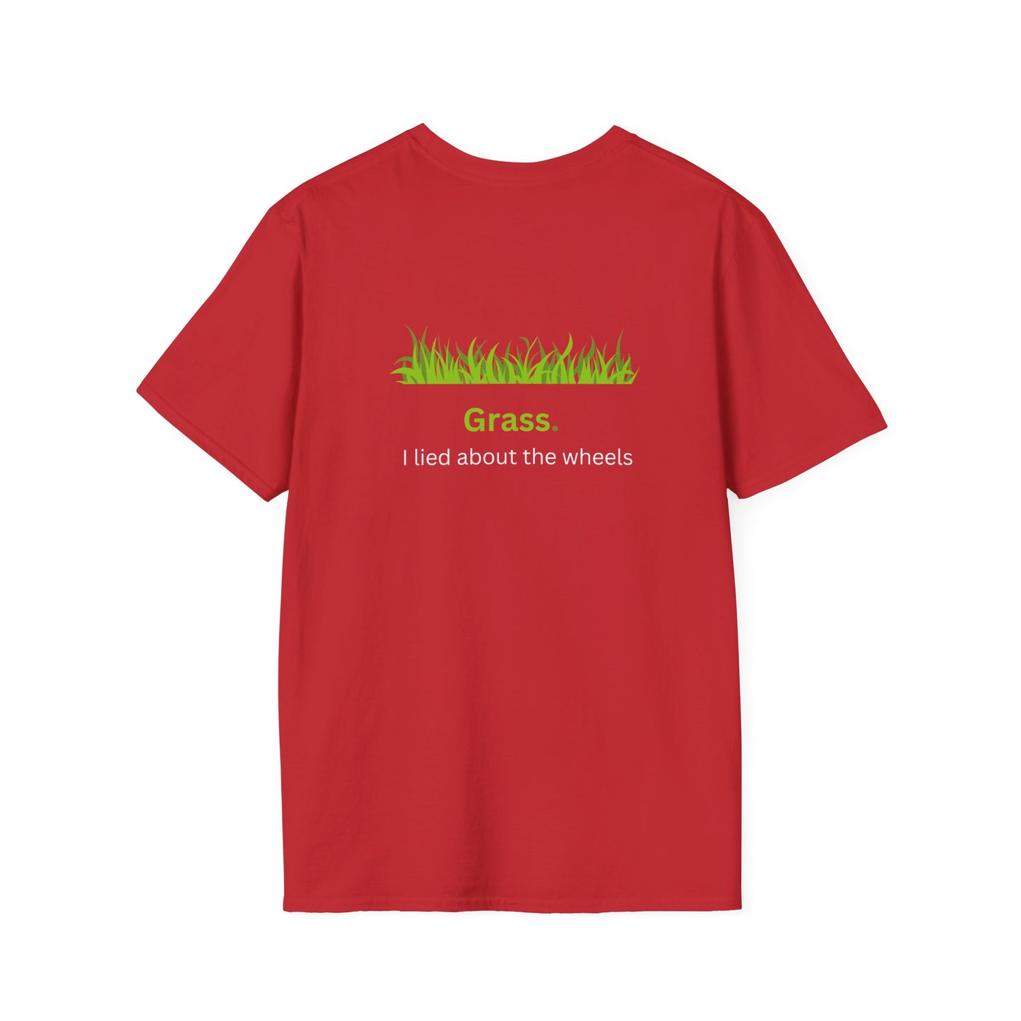 What's green and has wheels? - Funny - Unisex Softstyle T-Shirt