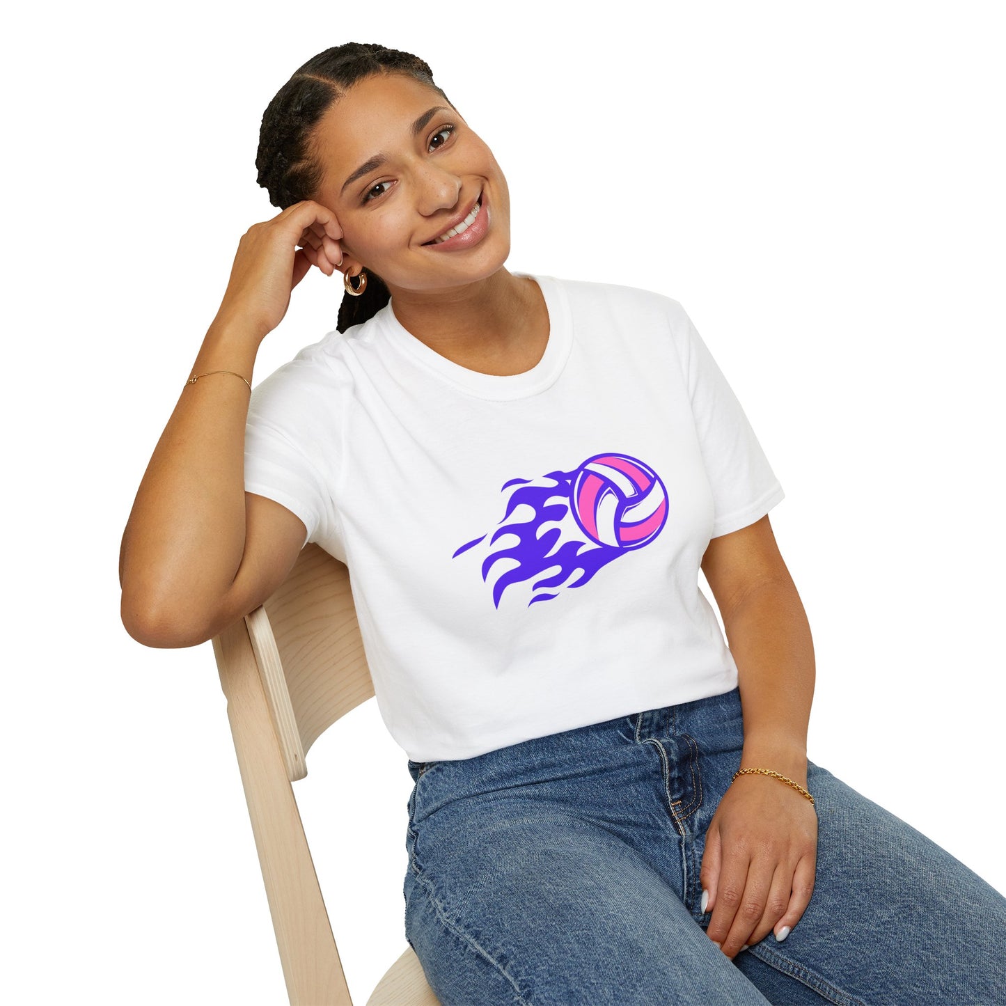 Volleyball Flame (purple) - Unisex Softstyle T-Shirt