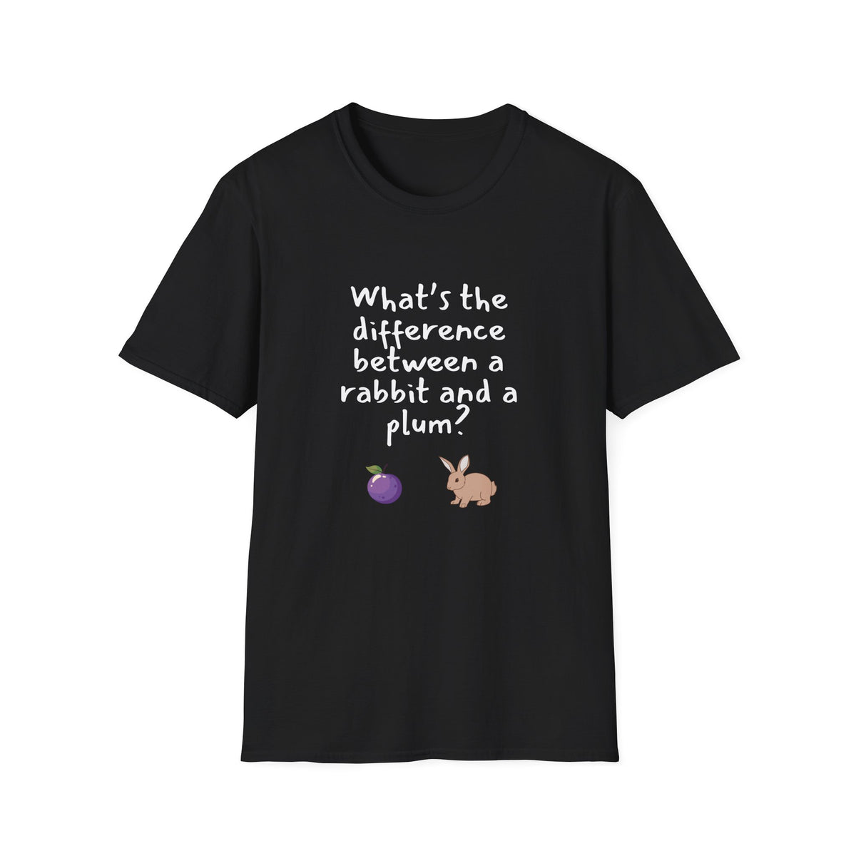 Difference between a Plum and a Rabbit? - Funny - Unisex Softstyle T-Shirt