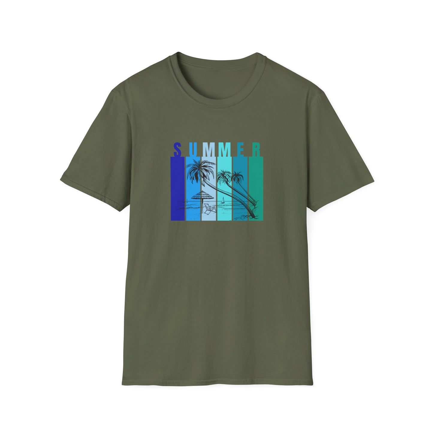 Summer (blue bars) - Unisex Softstyle T-Shirt