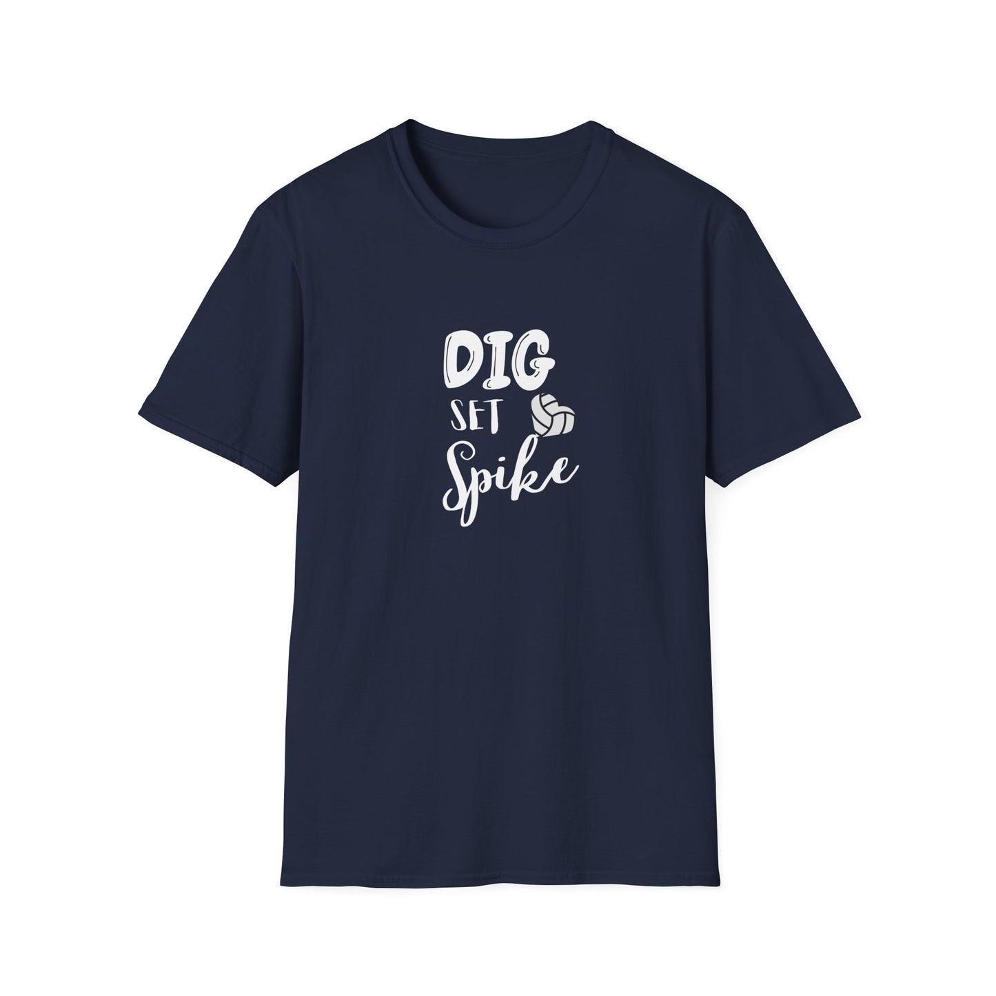 Dig Set Spike (heart ball) - Unisex Softstyle T-Shirt