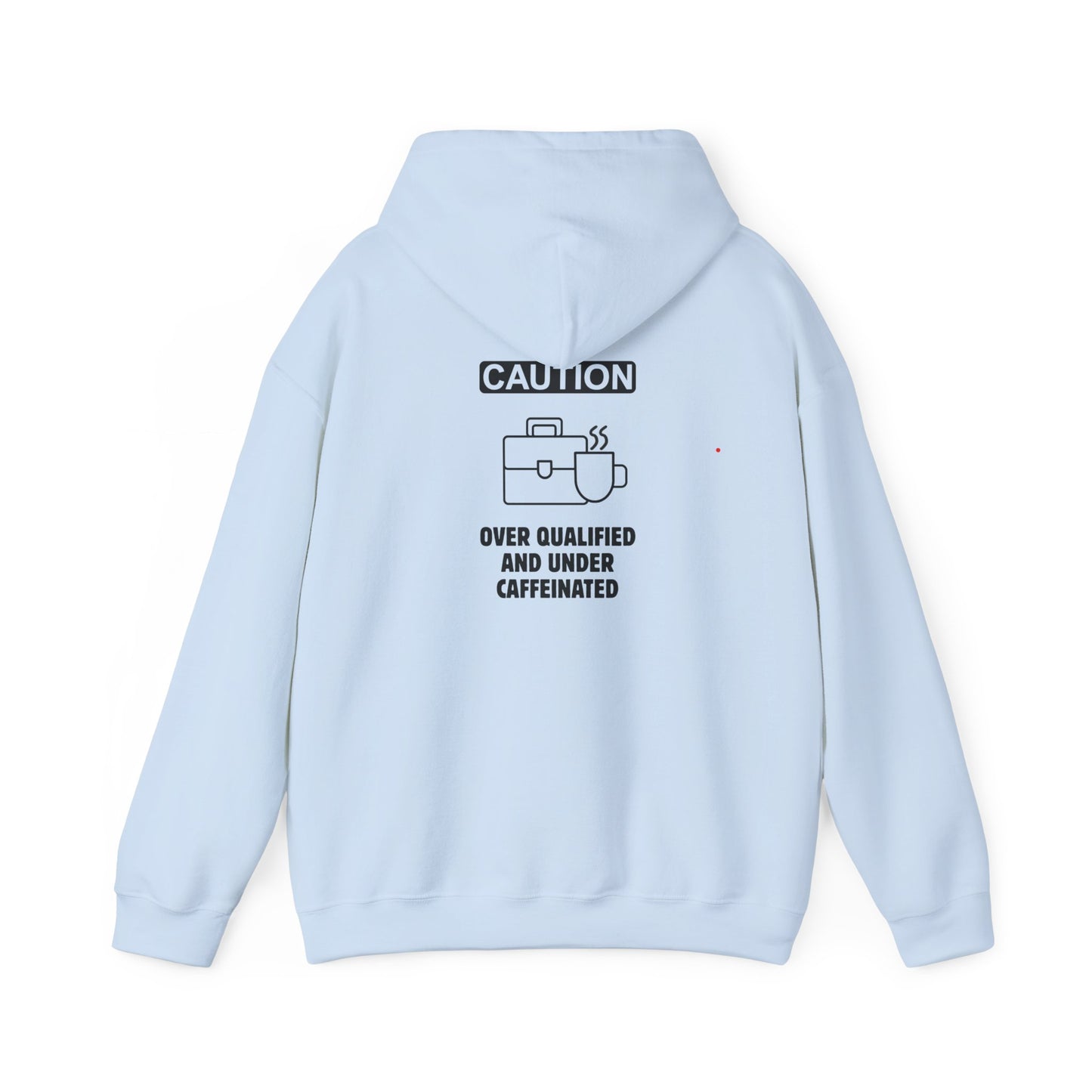 Over qualified, Under caffeinated (printed on back) - Modern Vibes - Unisex Heavy Blend™ Hooded Sweatshirt