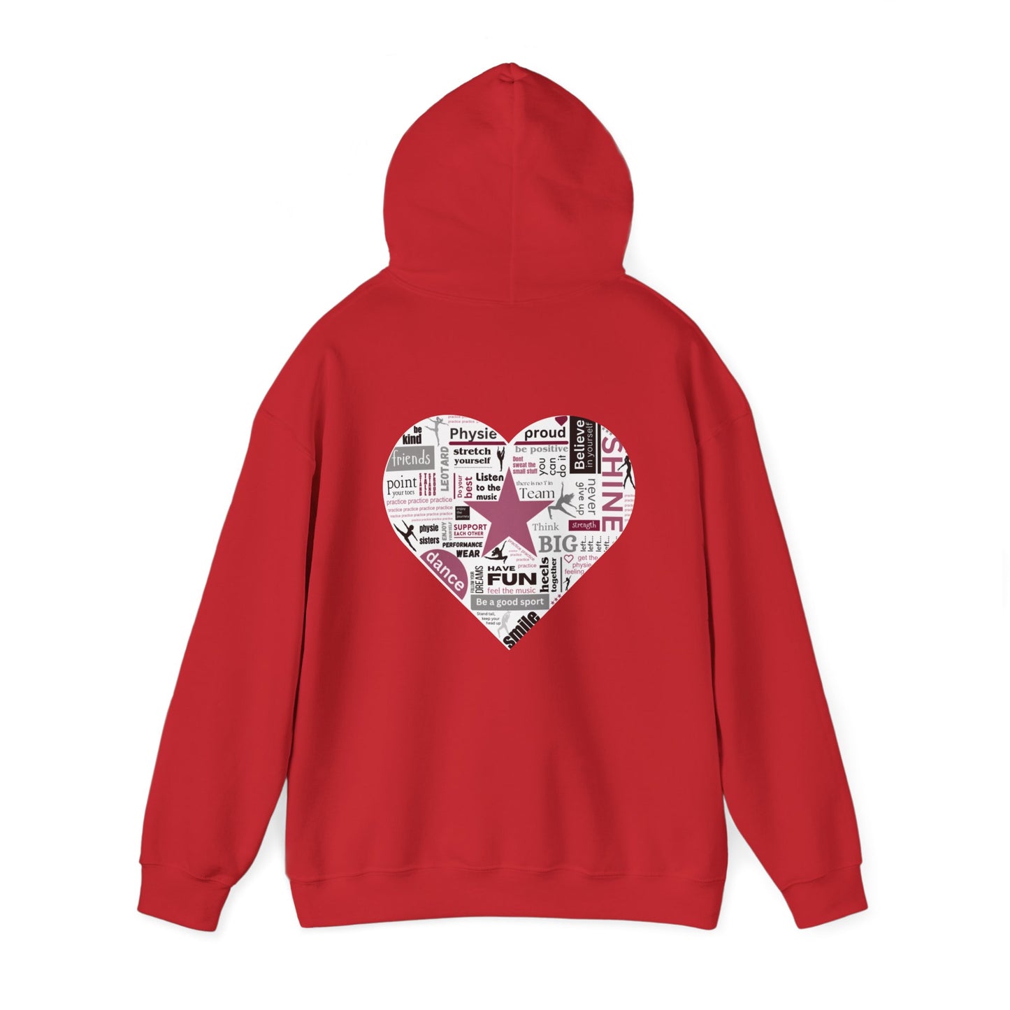 Physie heart (printed on back) - Dance/Gym - Unisex Heavy Blend™ Hooded Sweatshirt