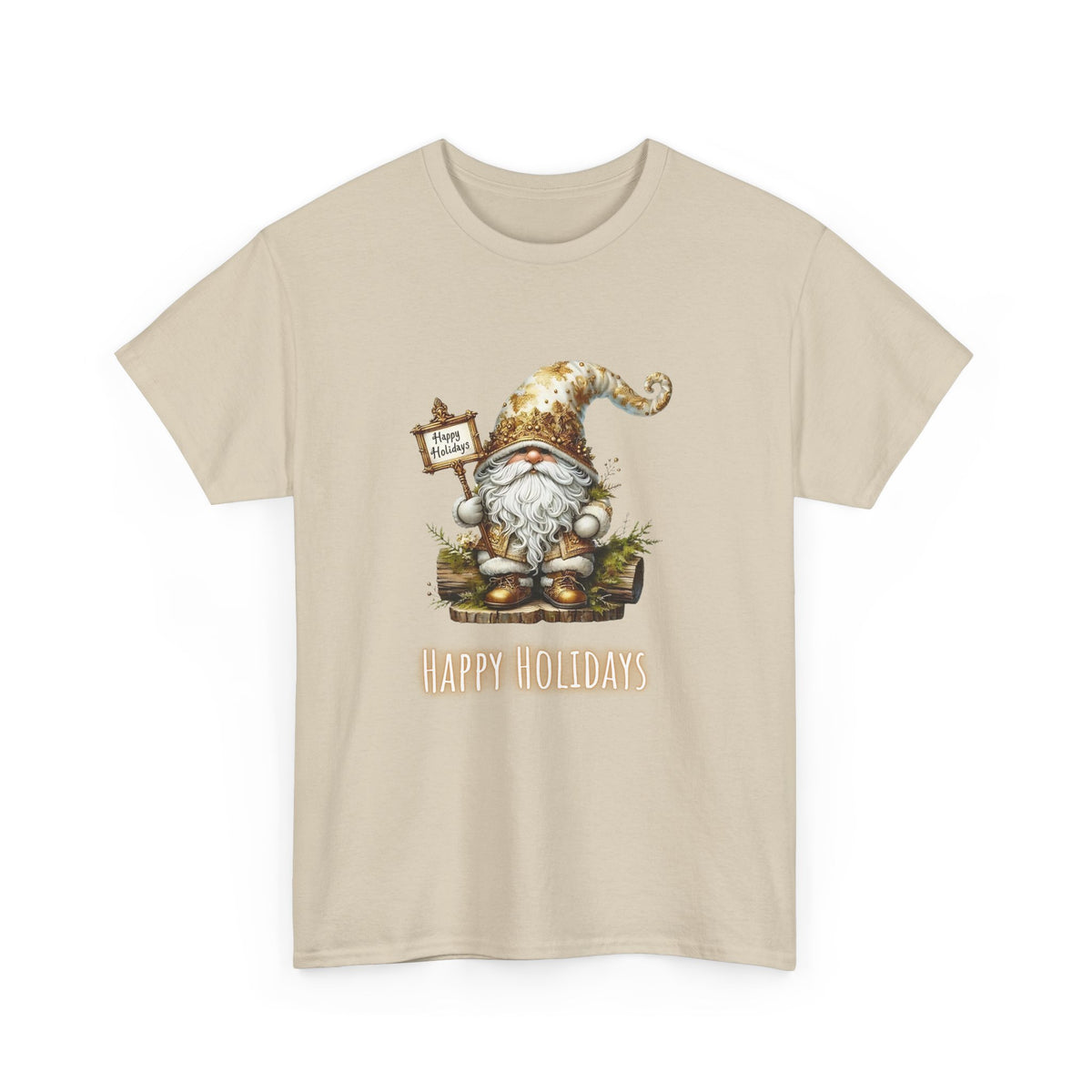 Happy Holidays Gold Gnome - Unisex Heavy Cotton Tee