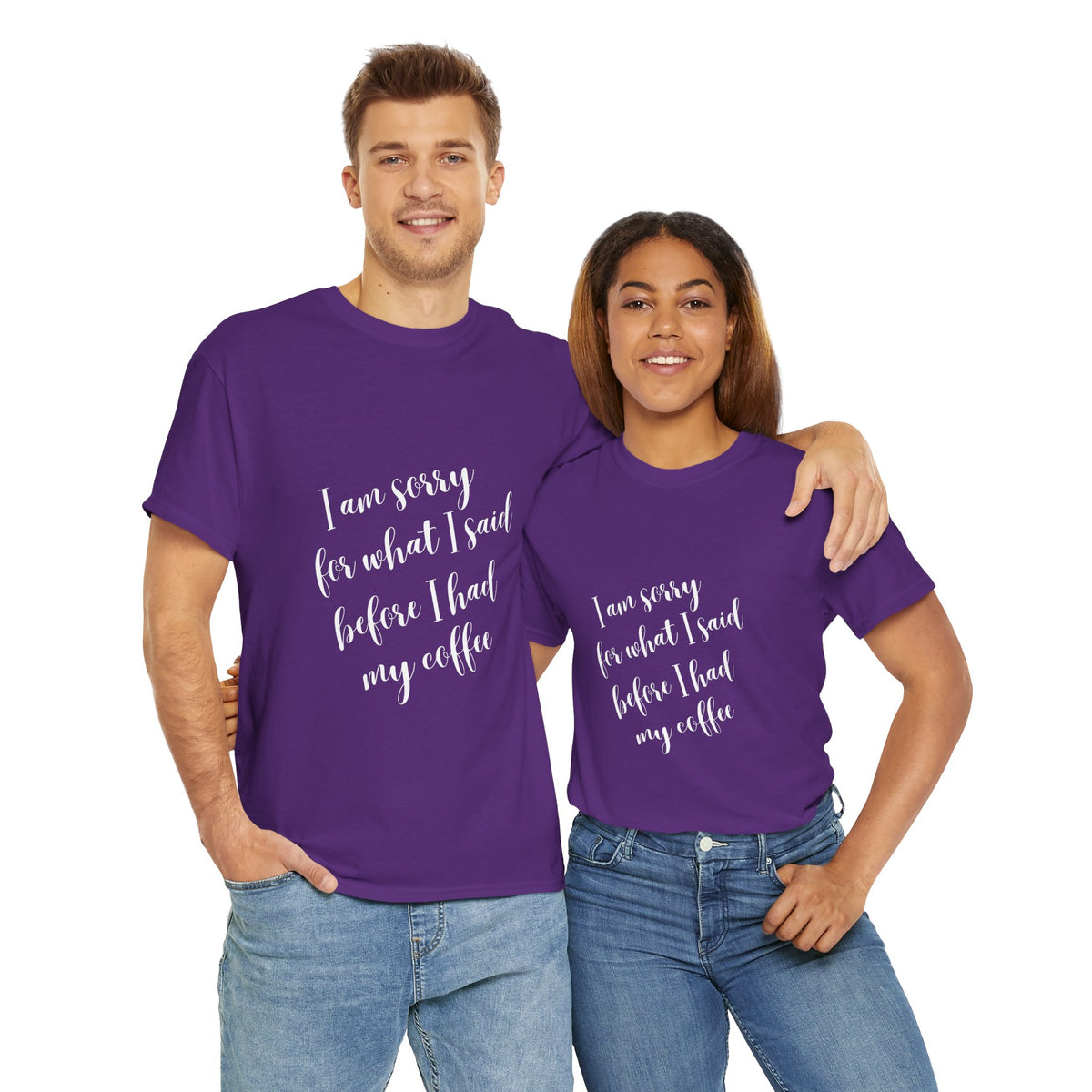 Sorry for what I said before I had my coffee - Funny - Unisex Heavy Cotton Tee