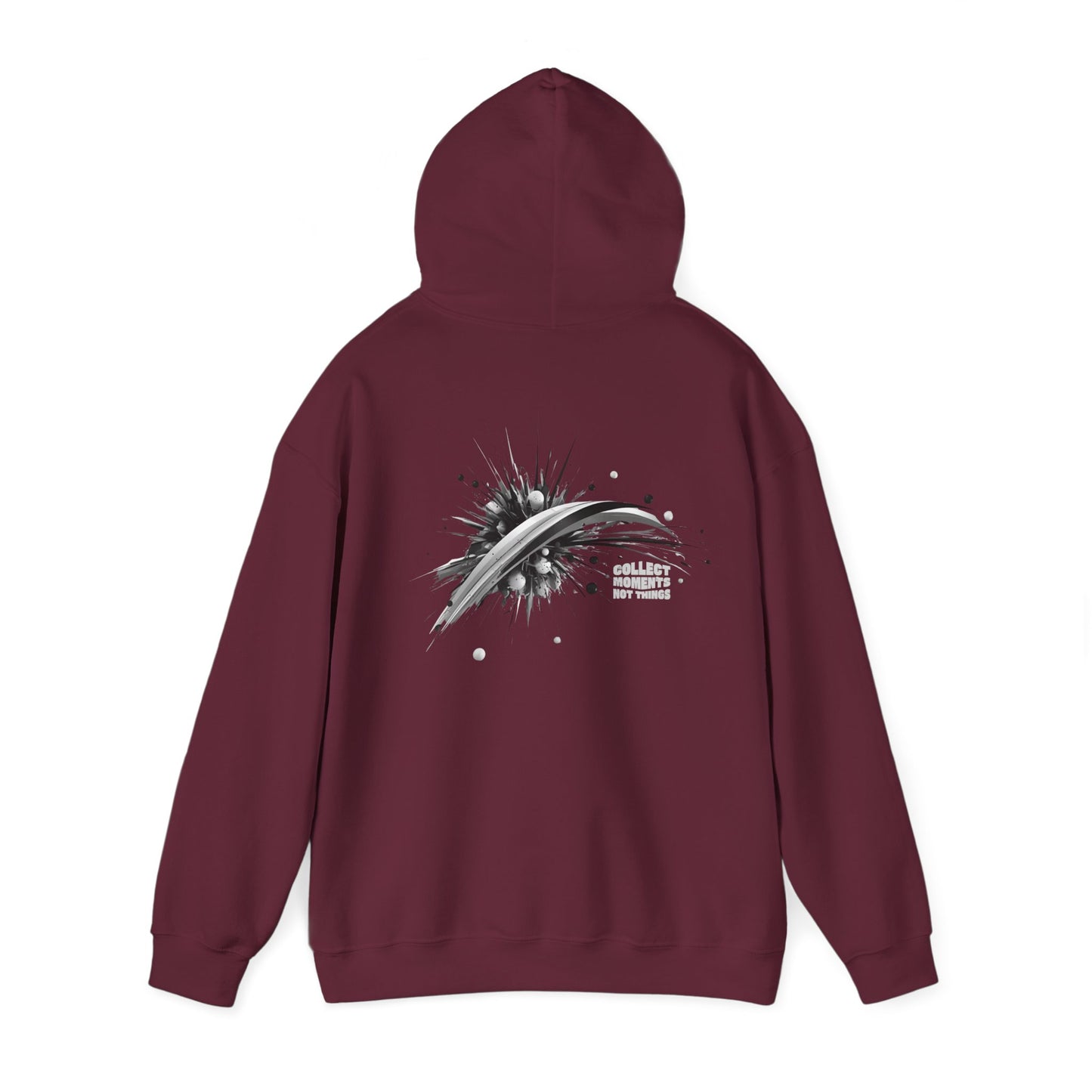 Collect moments not things Splash (printed on back) - Modern Vibes - Unisex Heavy Blend™ Hooded Sweatshirt