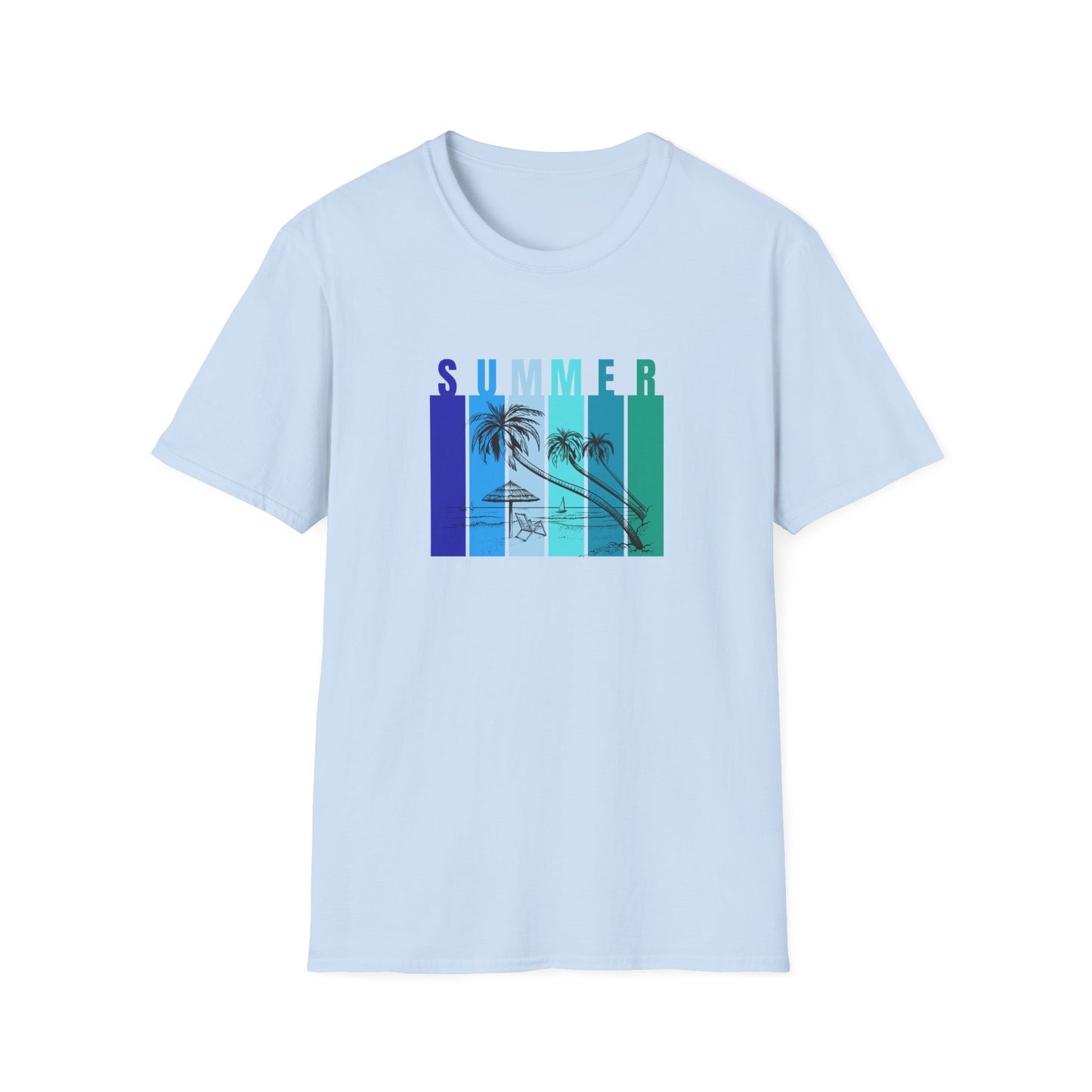 Summer (blue bars) - Unisex Softstyle T-Shirt