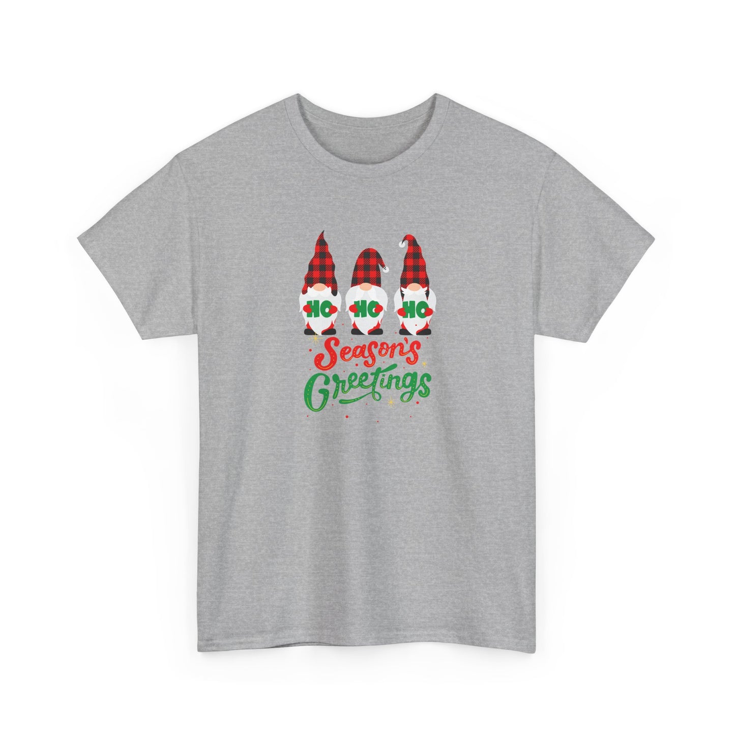 3 Gnomes Seasons Greetings Christmas - Unisex Heavy Cotton Tee