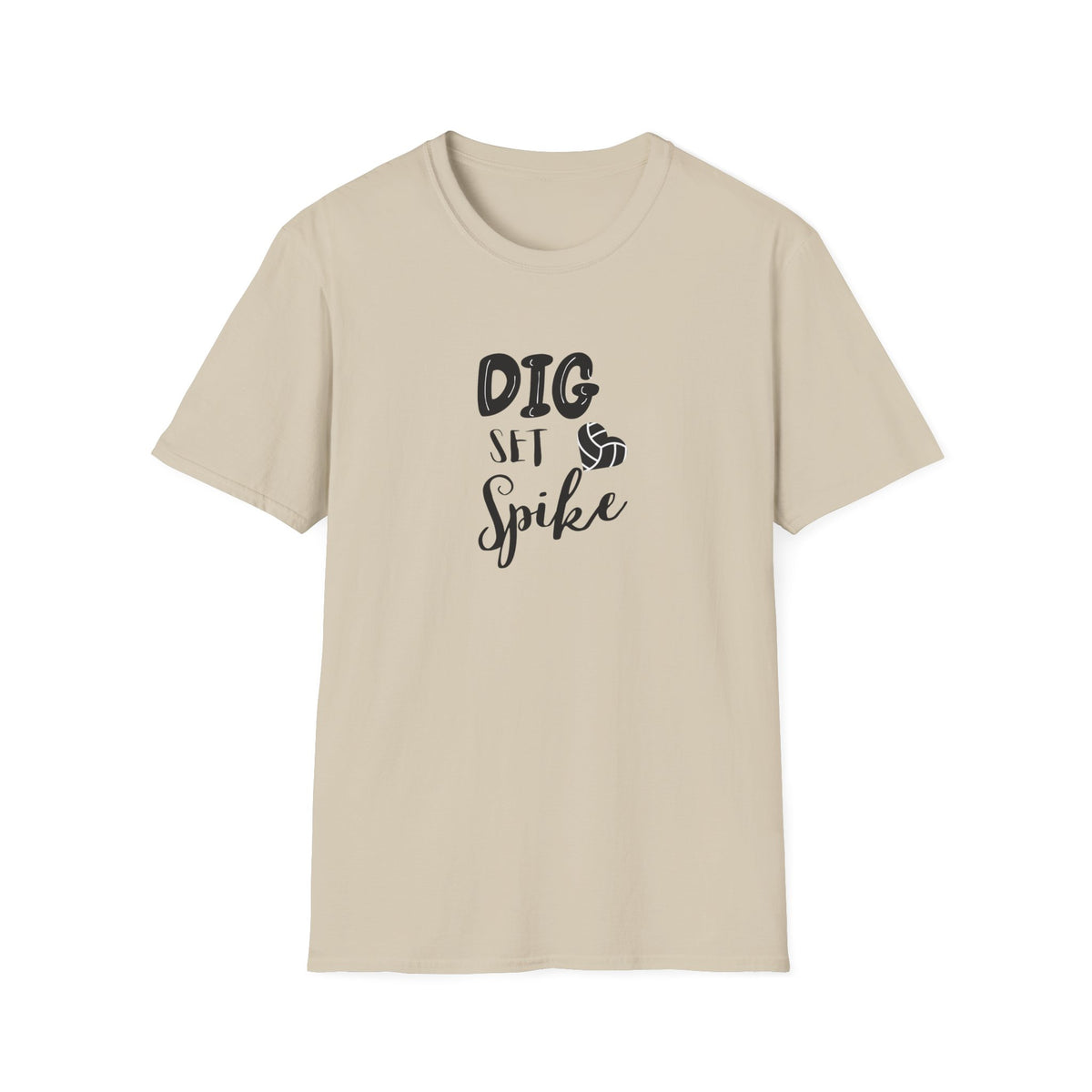 Dig Set Spike (heart ball) - Unisex Softstyle T-Shirt