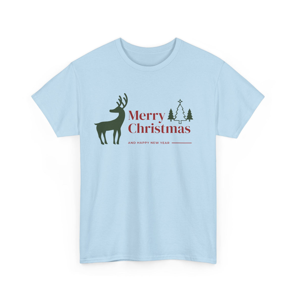Merry Christmas Deer - Unisex Heavy Cotton Tee