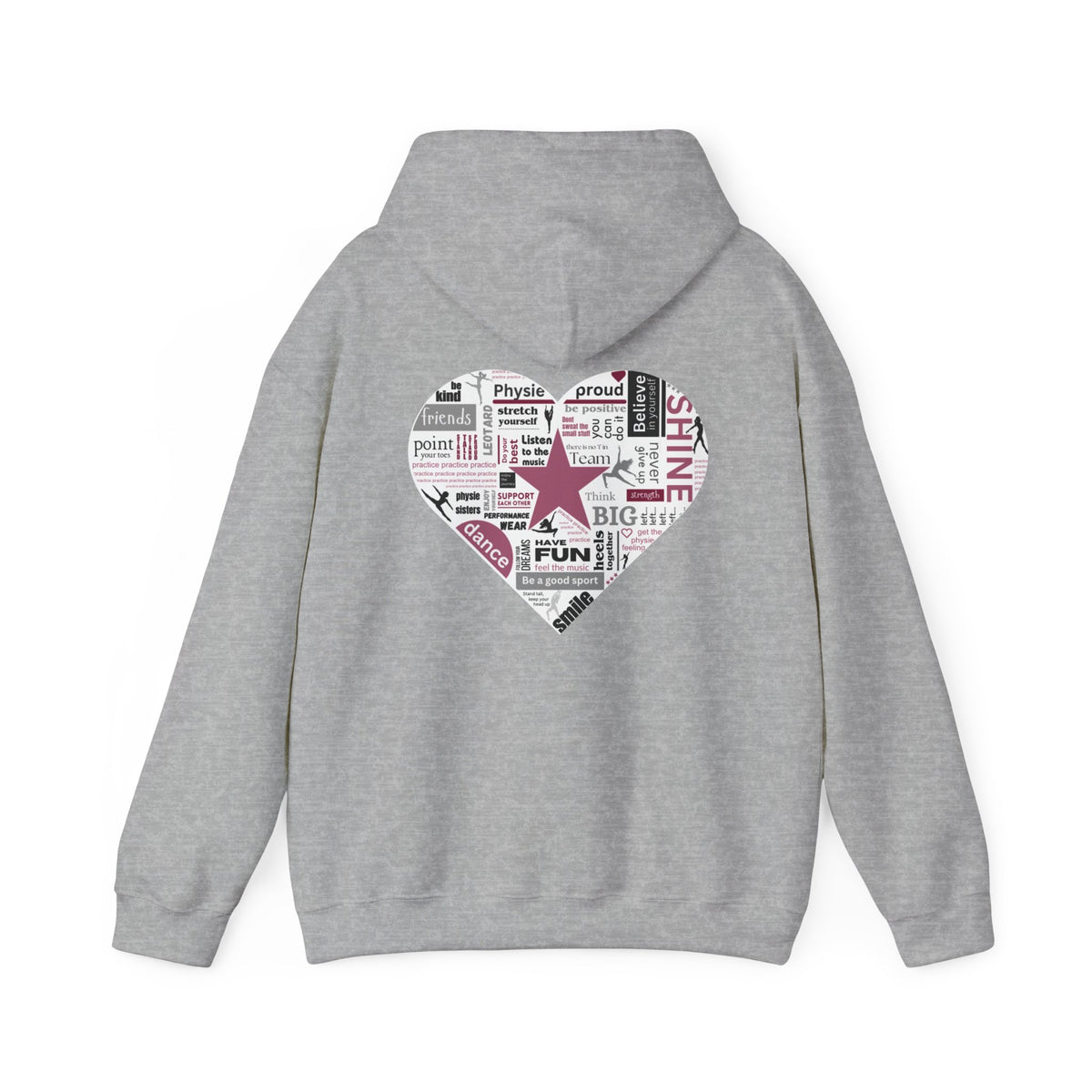 Physie heart (printed on back) - Dance/Gym - Unisex Heavy Blend™ Hooded Sweatshirt