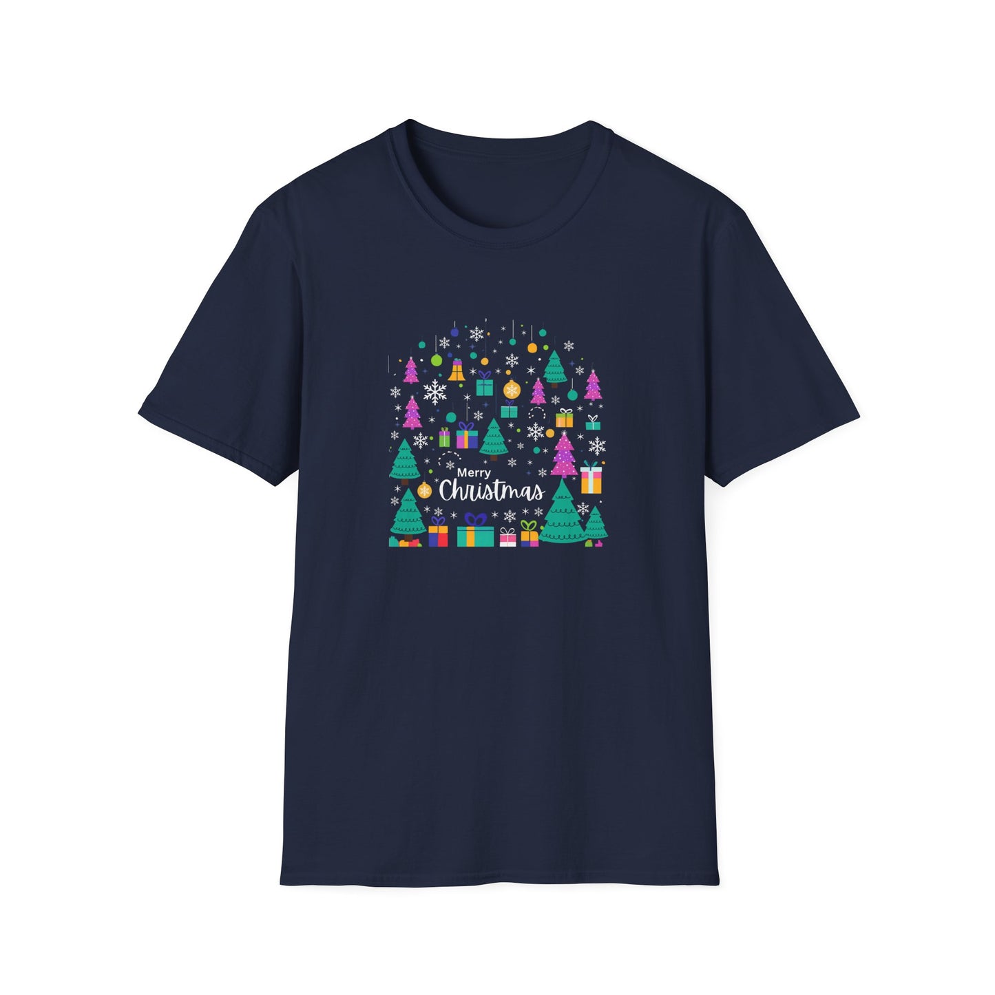 Purple and Teal Christmas - Unisex Softstyle T-Shirt