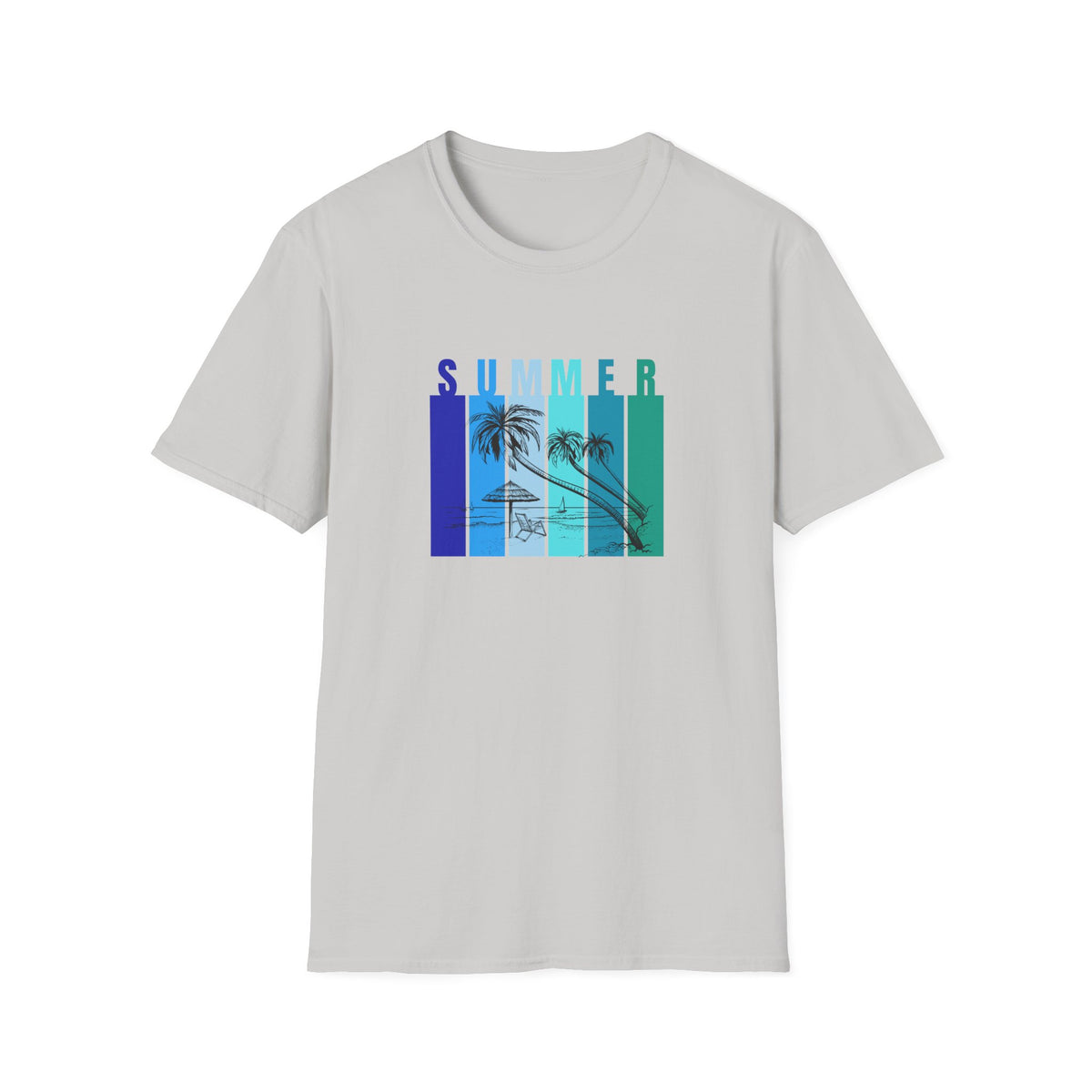 Summer (blue bars) - Unisex Softstyle T-Shirt