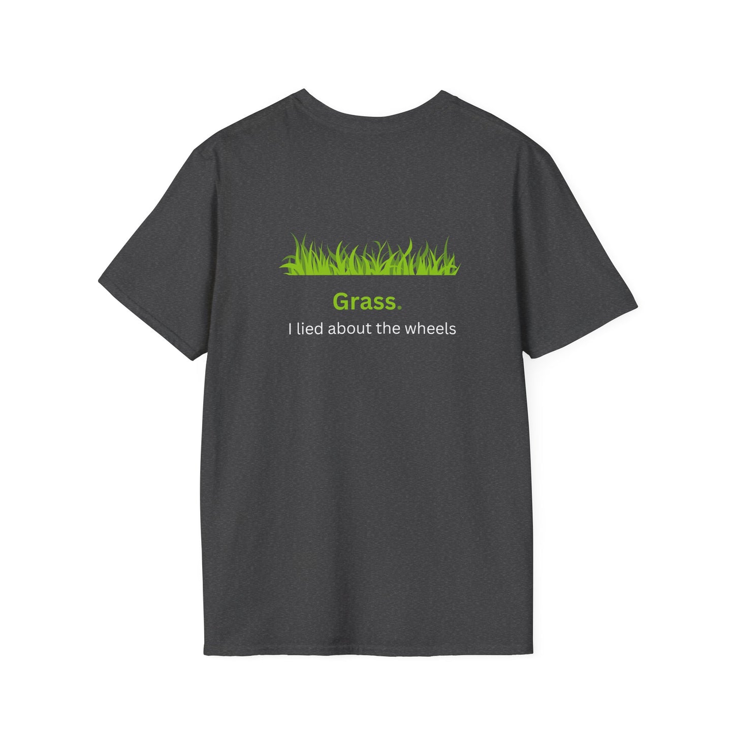 What's green and has wheels? - Funny - Unisex Softstyle T-Shirt