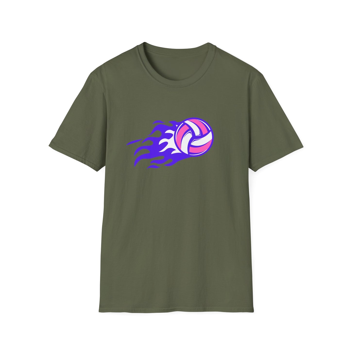 Volleyball Flame (purple) - Unisex Softstyle T-Shirt