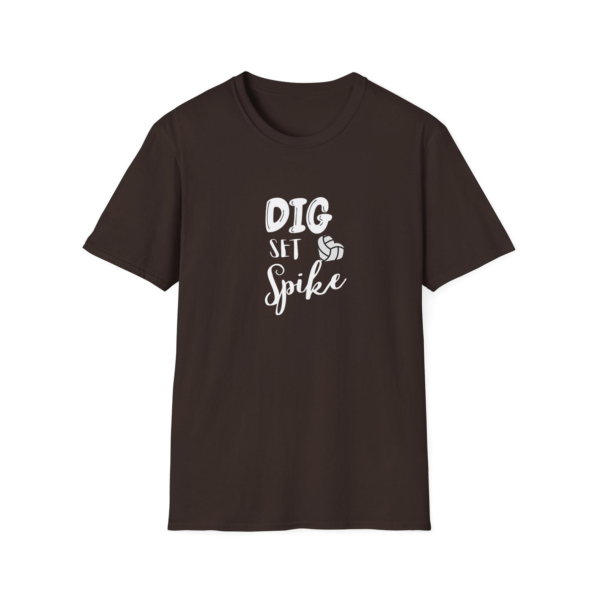 Dig Set Spike (heart ball) - Unisex Softstyle T-Shirt