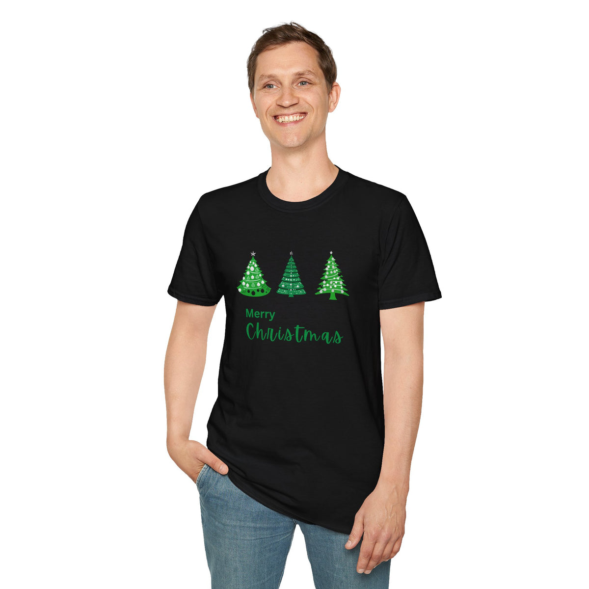 Green Christmas Trees - Unisex Softstyle T-Shirt