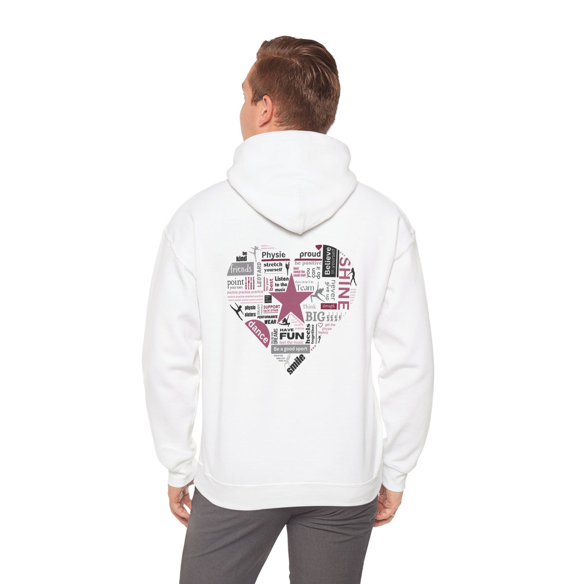 Physie heart (printed on back) - Dance/Gym - Unisex Heavy Blend™ Hooded Sweatshirt