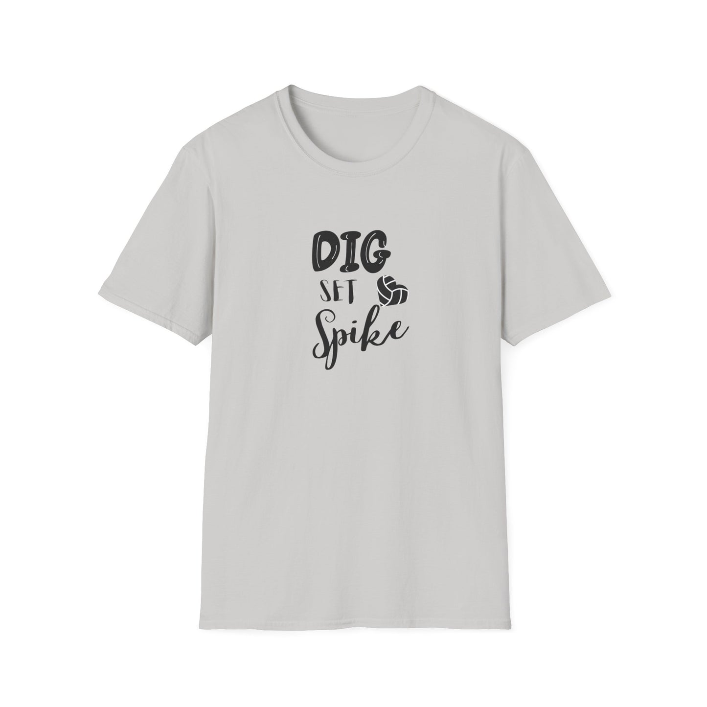 Dig Set Spike (heart ball) - Unisex Softstyle T-Shirt