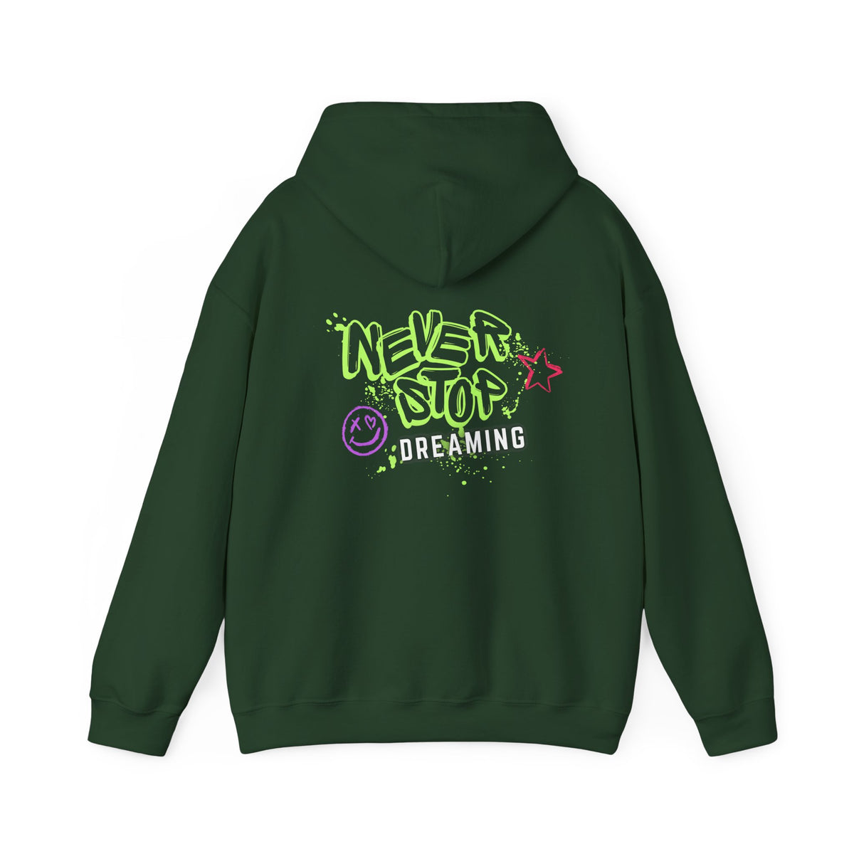 Never Stop Dreaming (printed on back) - Modern vibes - Unisex Heavy Blend™ Hooded Sweatshirt