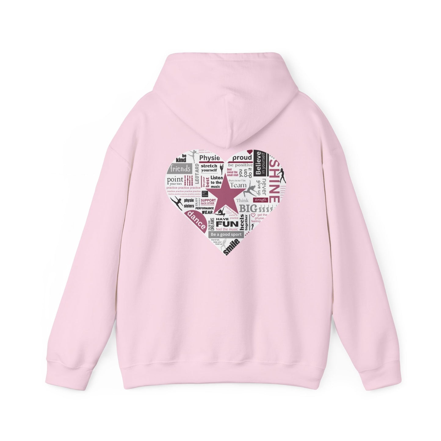 Physie heart (printed on back) - Dance/Gym - Unisex Heavy Blend™ Hooded Sweatshirt