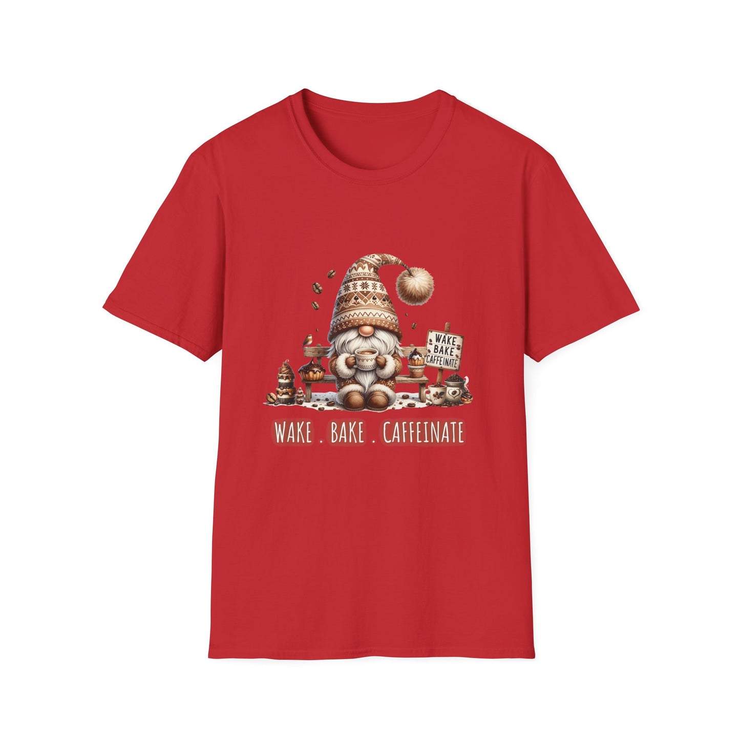 Wake Bake Caffeinate Gnome - Unisex Softstyle T-Shirt