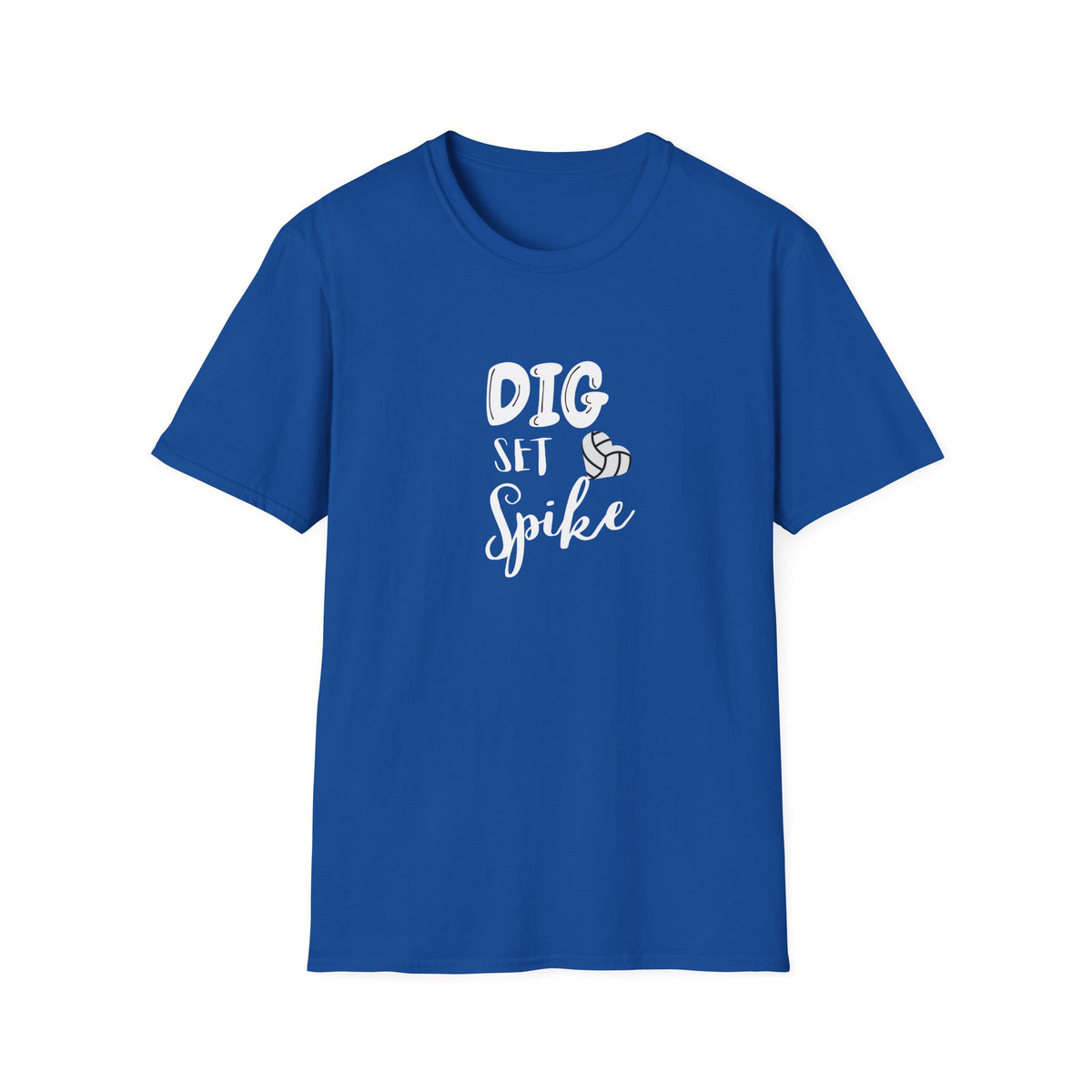 Dig Set Spike (heart ball) - Unisex Softstyle T-Shirt