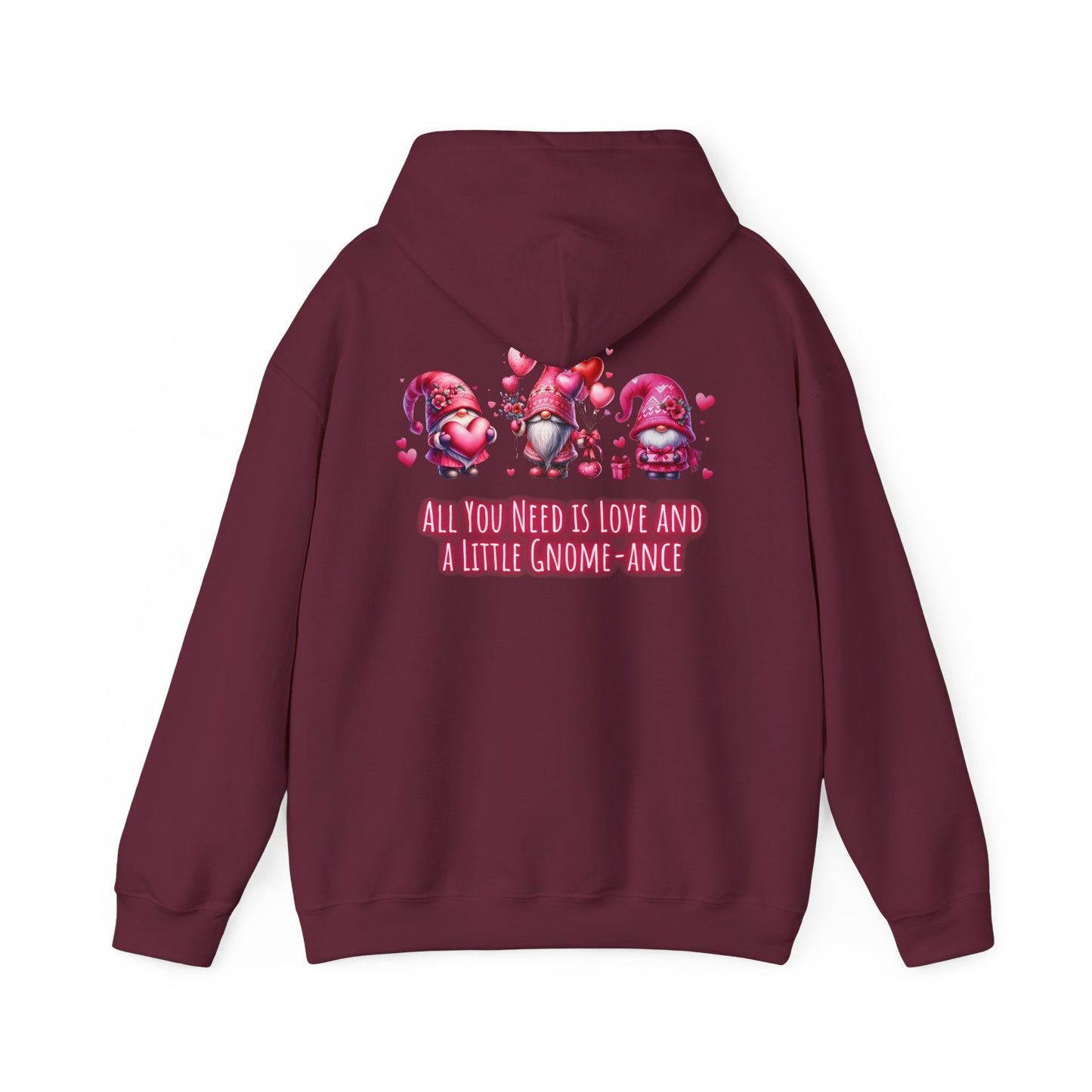 All you need is a little gnome-ance (printed on back) - Gnomes - Unisex Heavy Blend™ Hooded Sweatshirt
