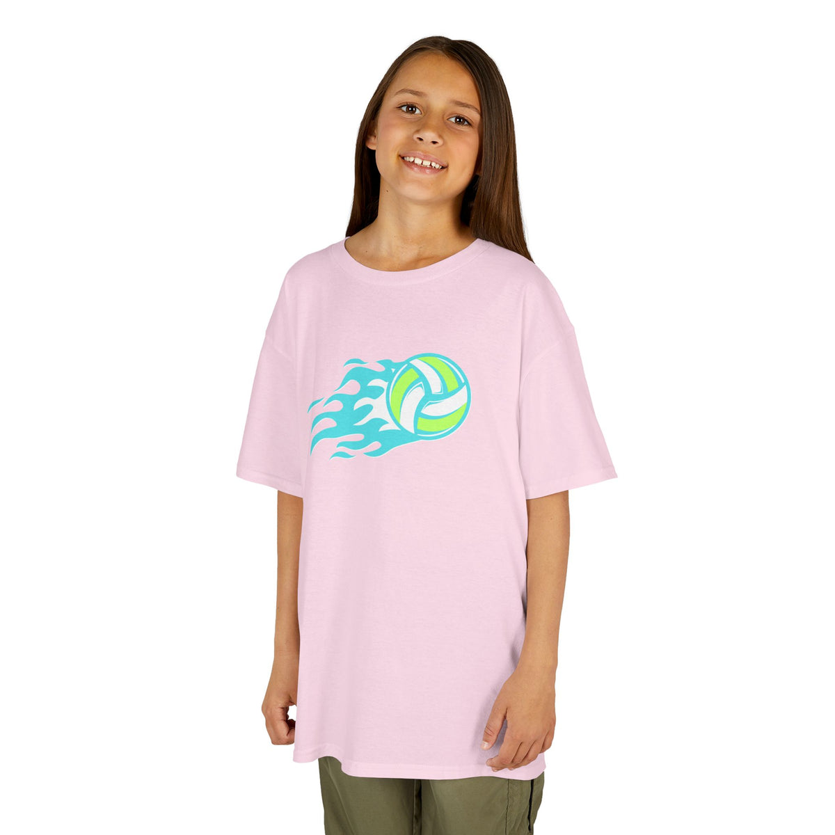 Volleyball Flame (teal) - Kids Heavy Cotton™ Tee