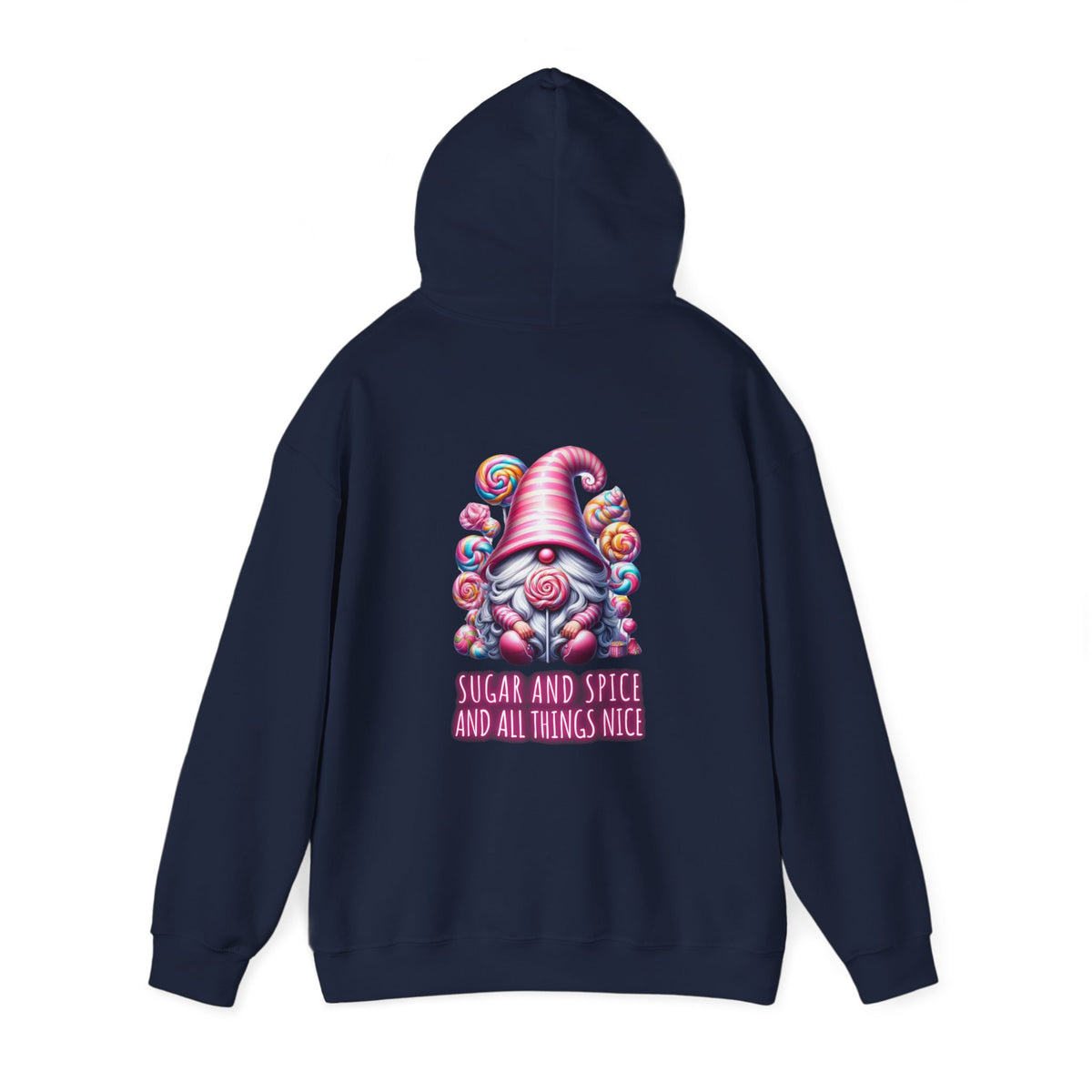 Sugar and Spice and all things nice (printed on back) - Gnome - Unisex Heavy Blend™ Hooded Sweatshirt