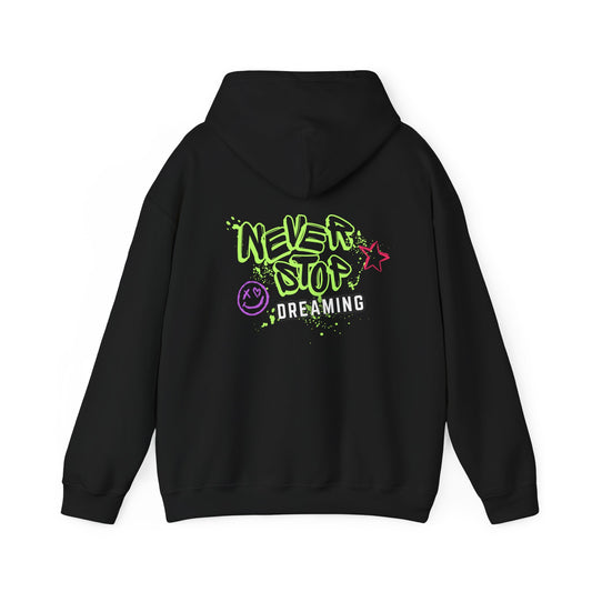 Never Stop Dreaming (printed on back) - Modern vibes - Unisex Heavy Blend™ Hooded Sweatshirt