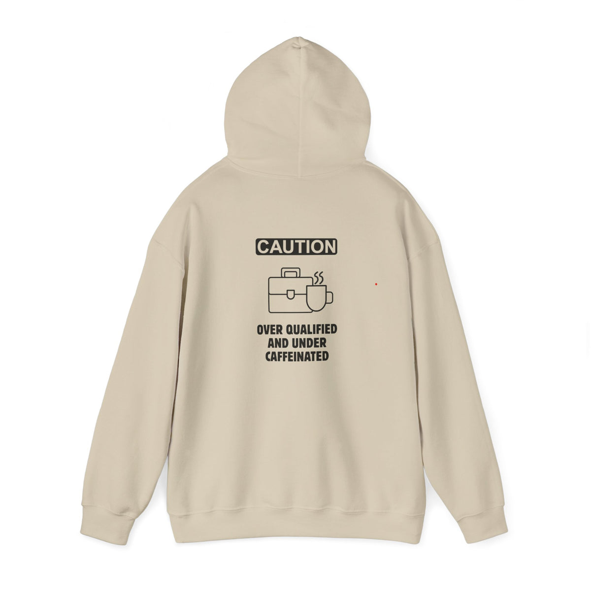 Over qualified, Under caffeinated (printed on back) - Modern Vibes - Unisex Heavy Blend™ Hooded Sweatshirt