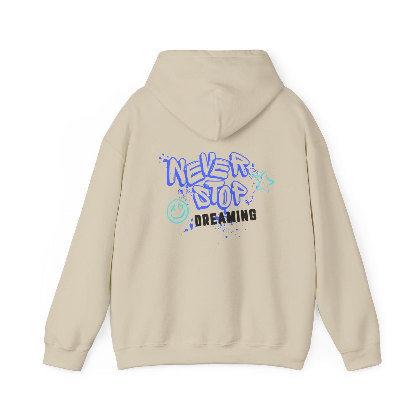 Never Stop Dreaming (printed on back) - Modern vibes - Unisex Heavy Blend™ Hooded Sweatshirt