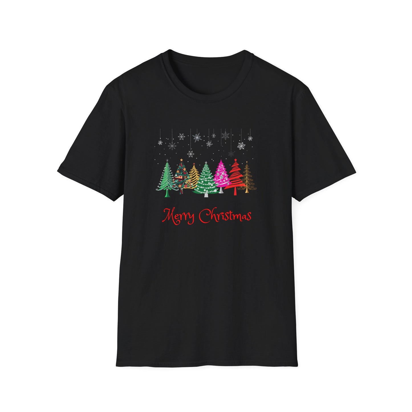 Colourful Christmas Trees - Unisex Softstyle T-Shirt