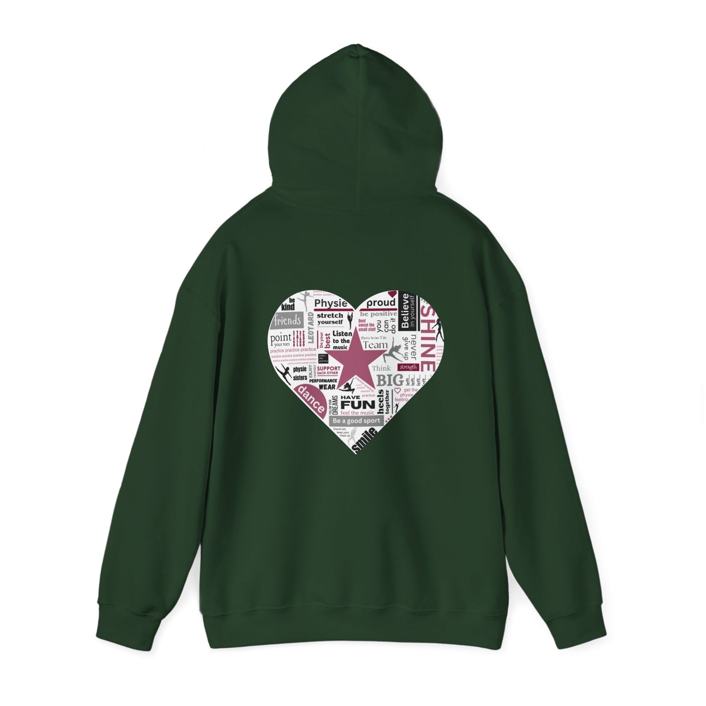 Physie heart (printed on back) - Dance/Gym - Unisex Heavy Blend™ Hooded Sweatshirt