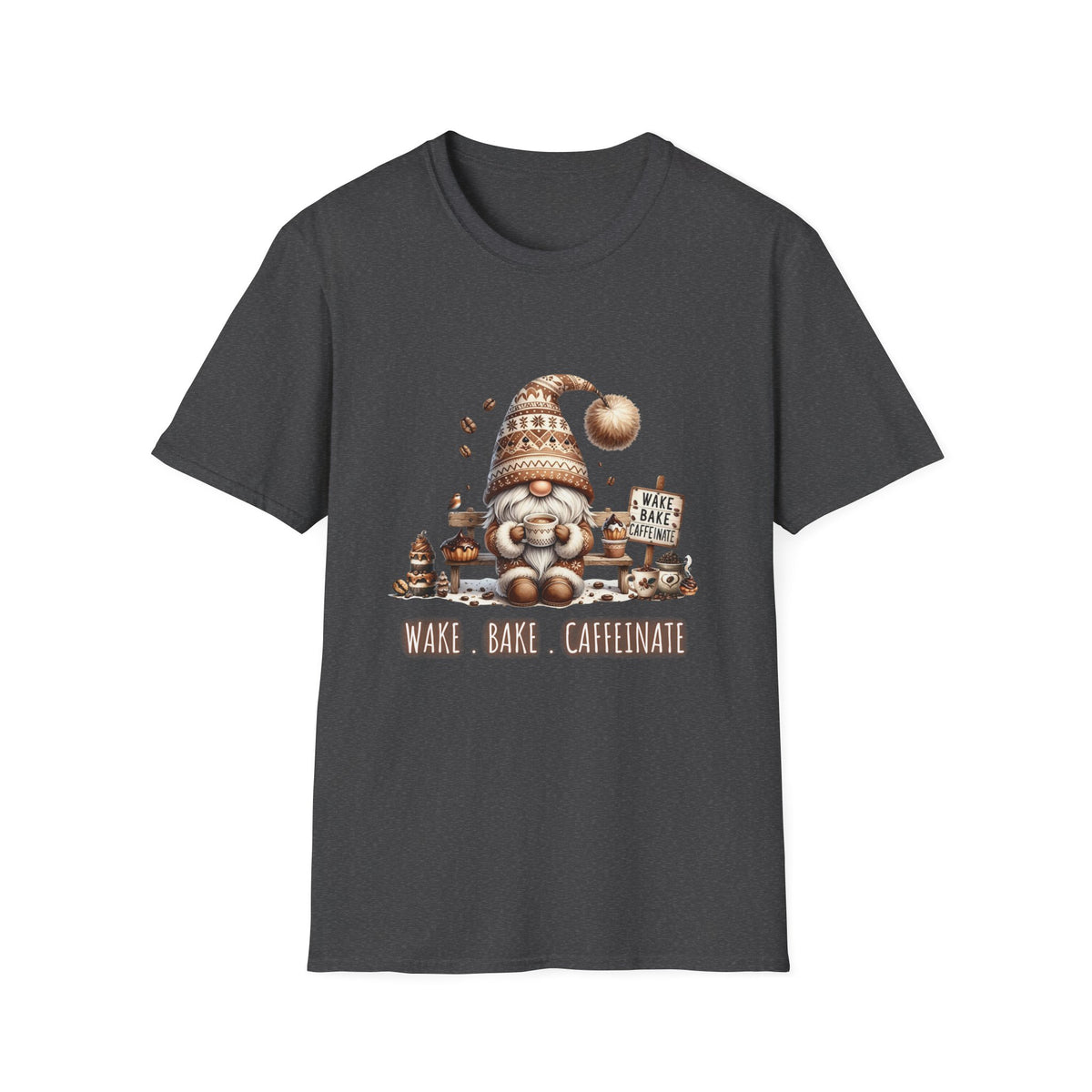 Wake Bake Caffeinate Gnome - Unisex Softstyle T-Shirt