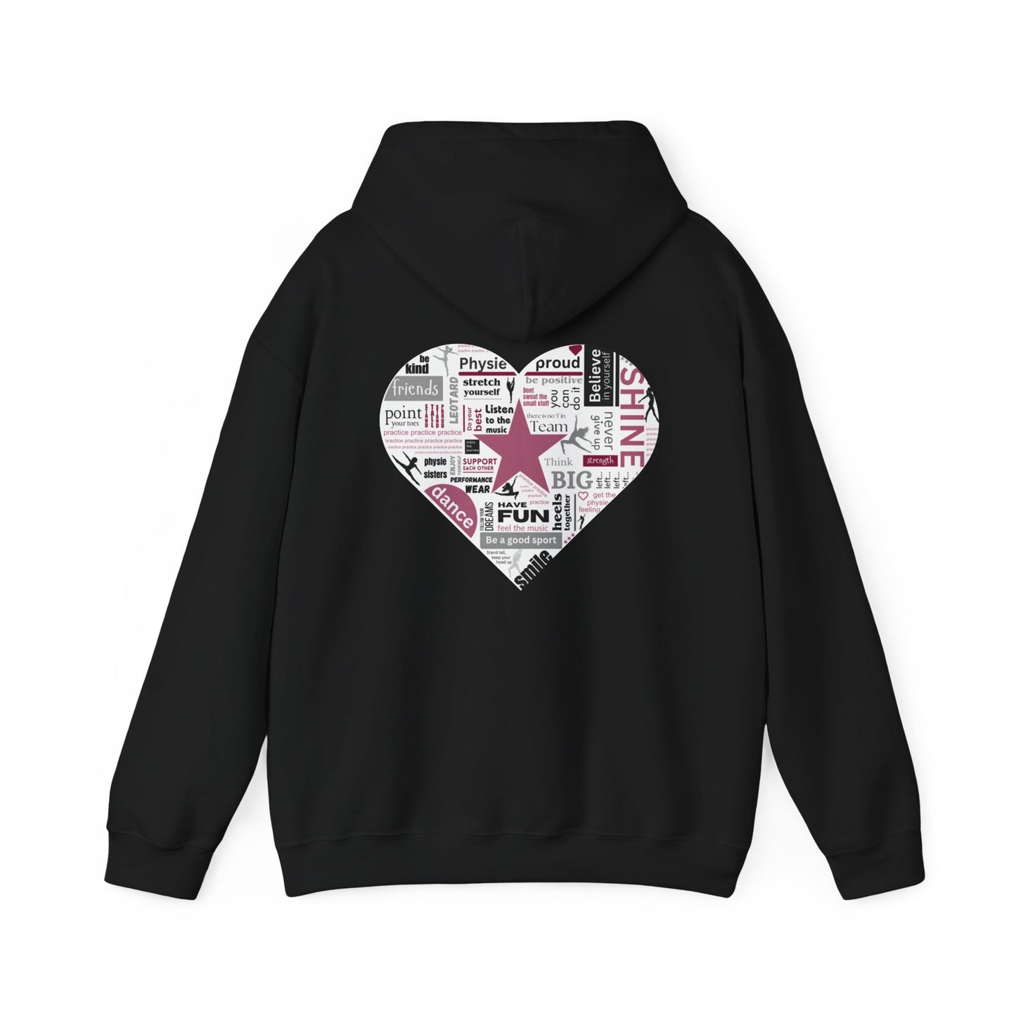 Physie heart (printed on back) - Dance/Gym - Unisex Heavy Blend™ Hooded Sweatshirt