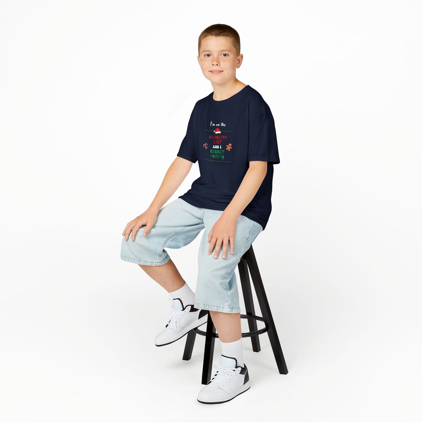 I'm on the naughty list and I regret nothing!  - Youth/Kids Heavy Cotton Tee
