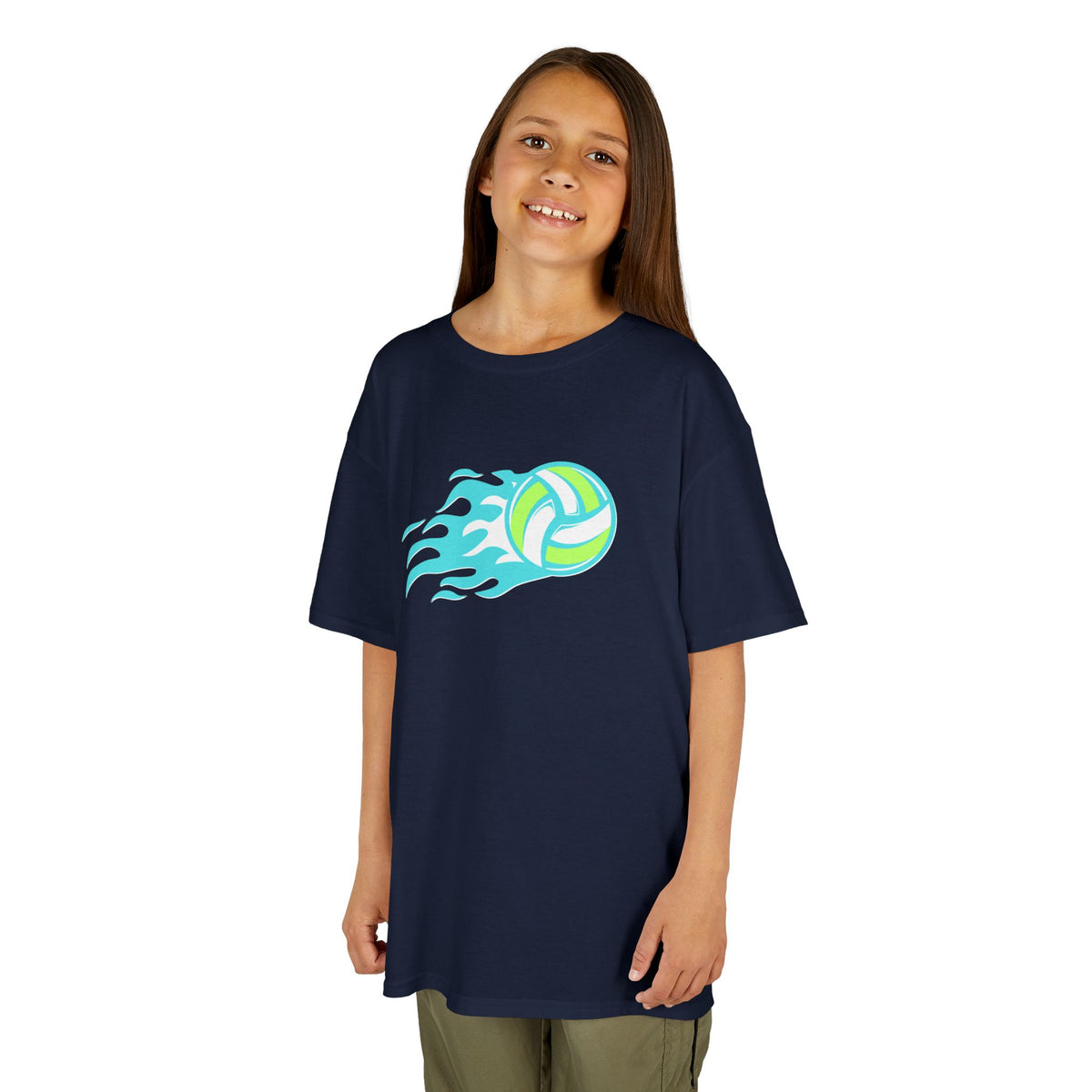Volleyball Flame (teal) - Kids Heavy Cotton™ Tee