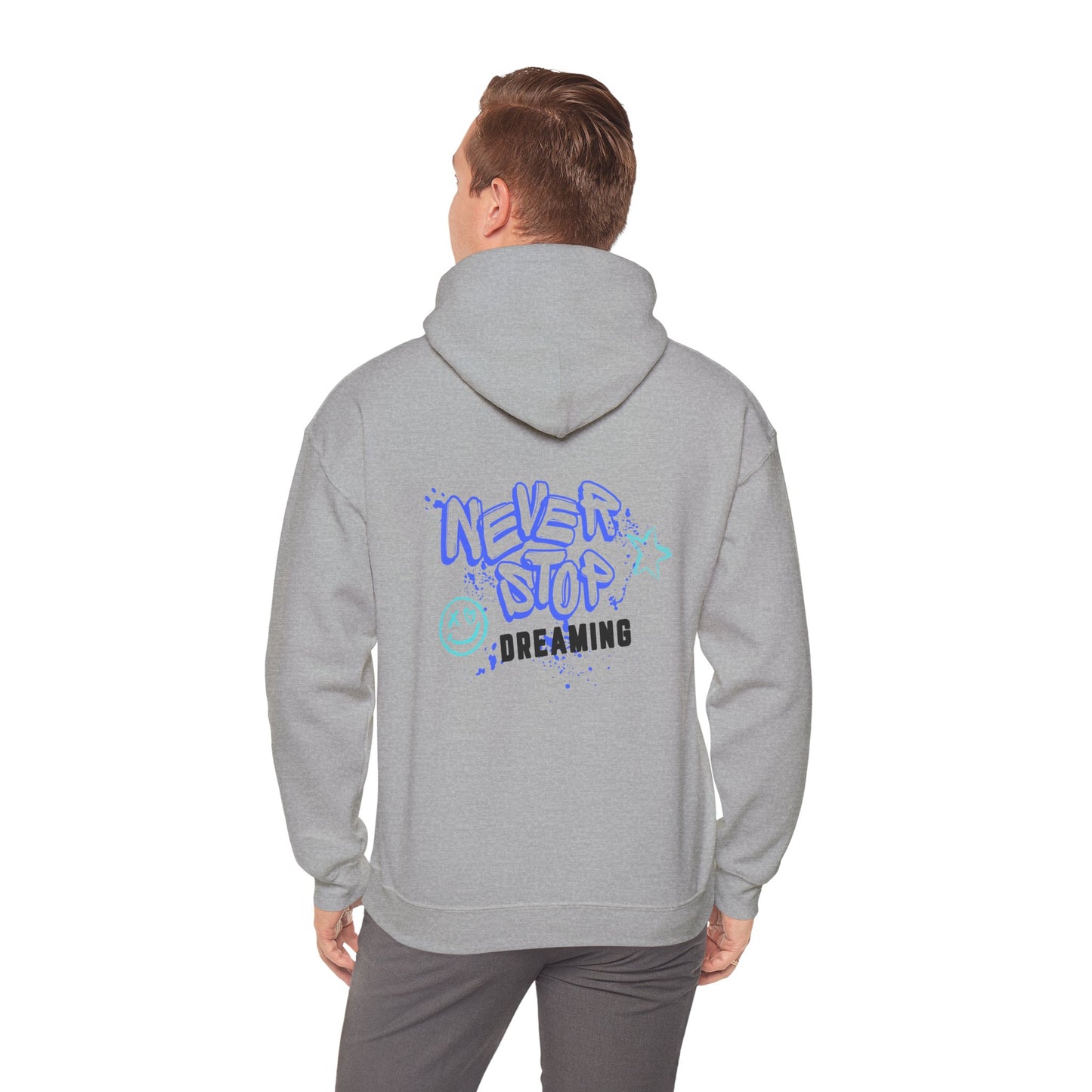 Never Stop Dreaming (printed on back) - Modern vibes - Unisex Heavy Blend™ Hooded Sweatshirt