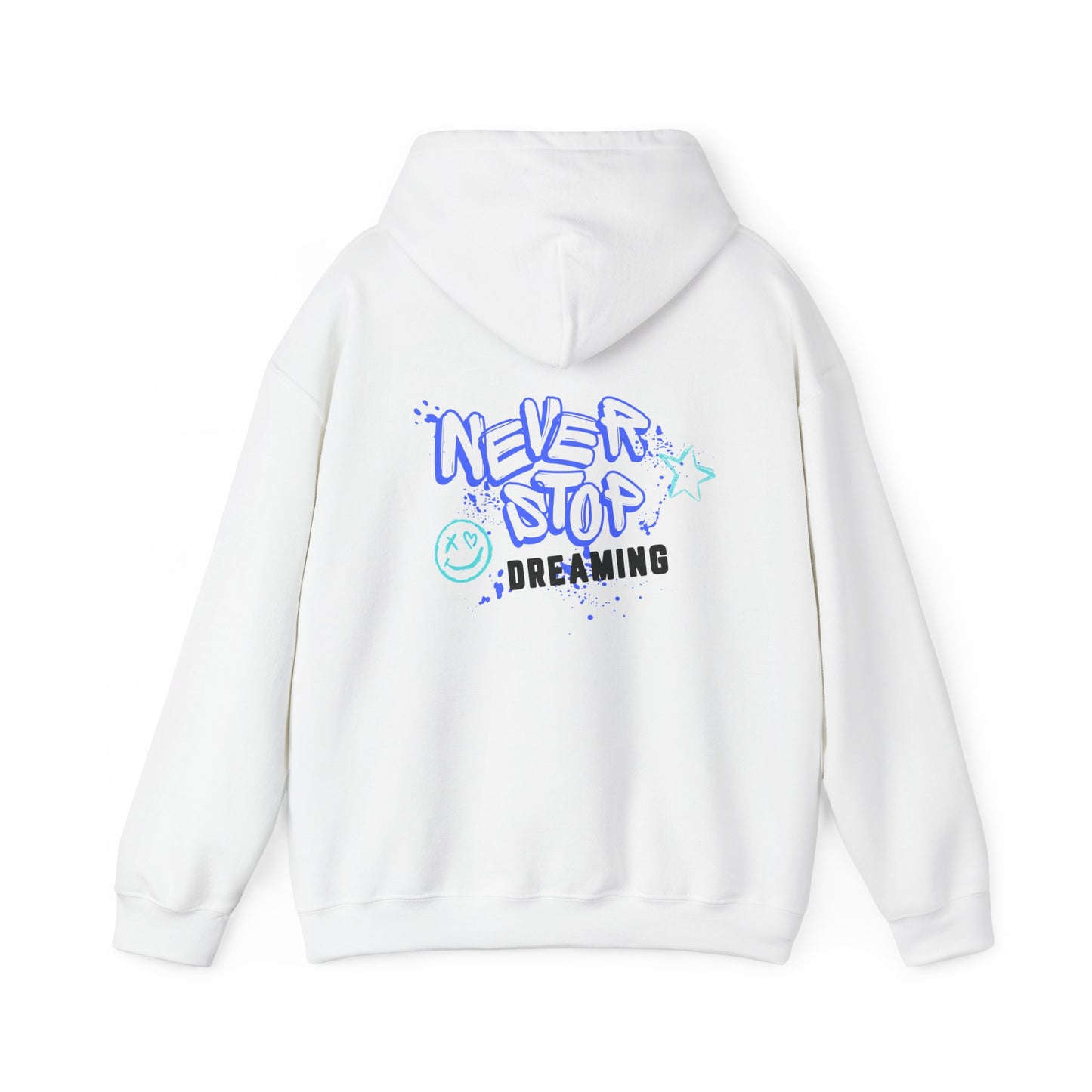 Never Stop Dreaming (printed on back) - Modern vibes - Unisex Heavy Blend™ Hooded Sweatshirt