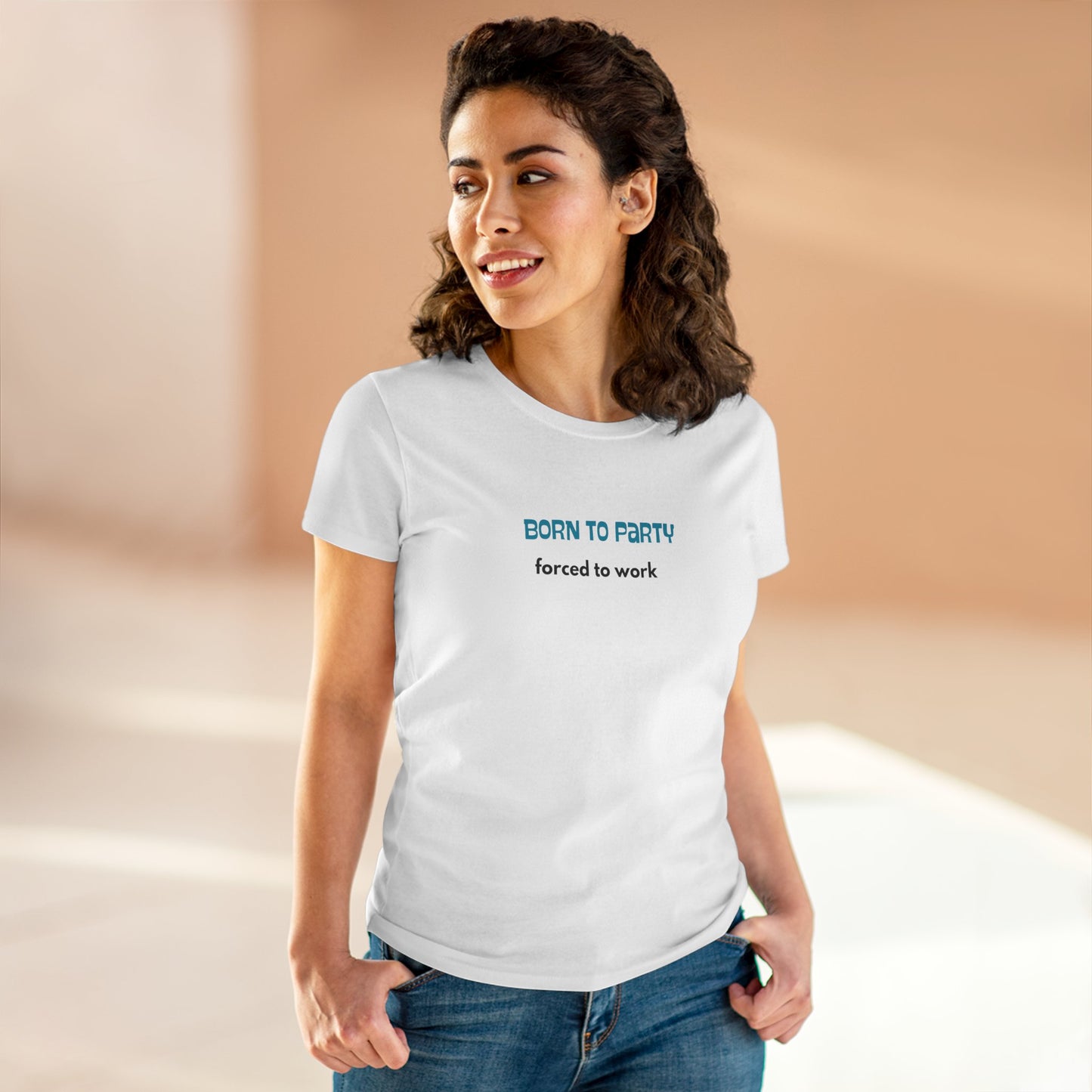 Born to Party, Forced to Work - Women's Midweight Cotton Tee